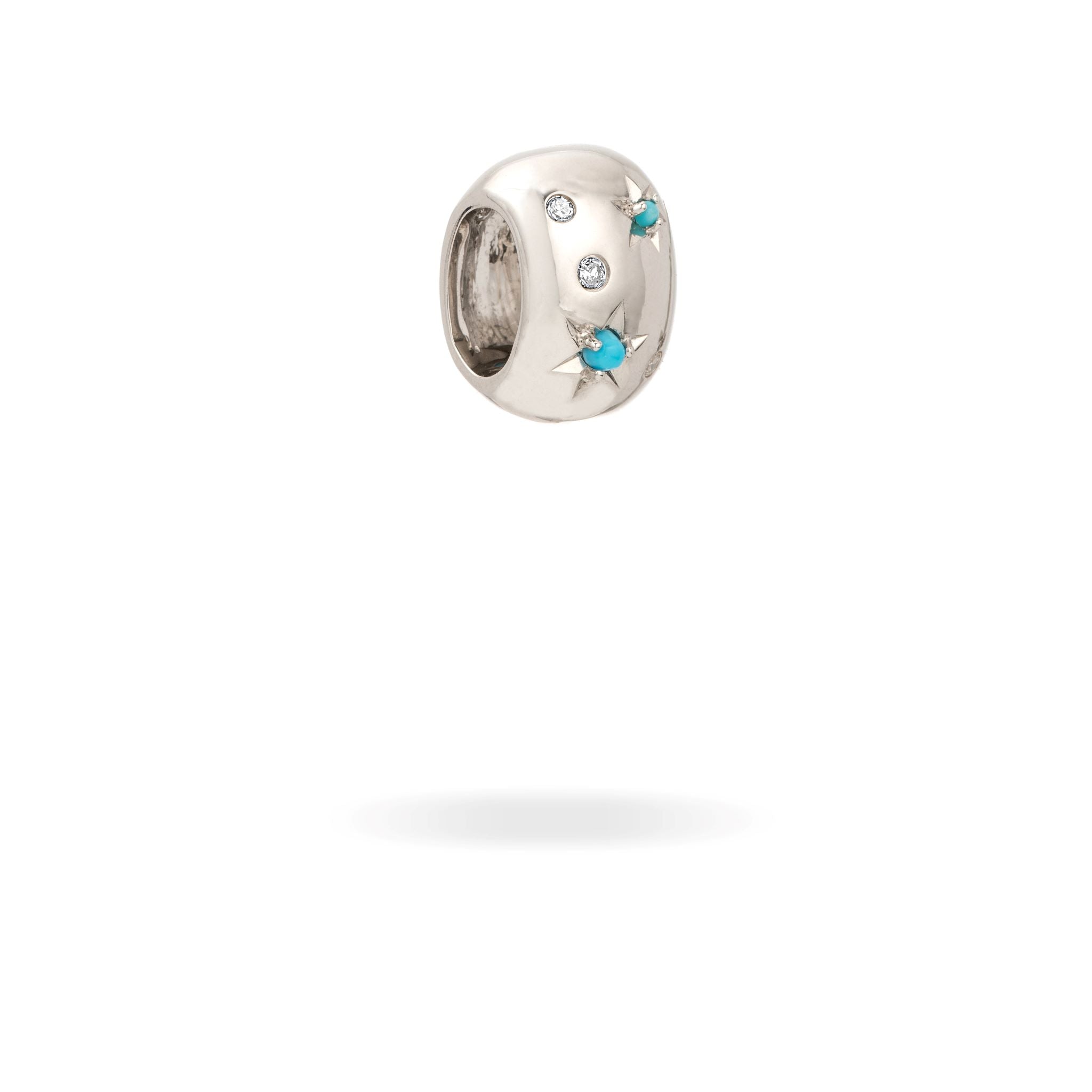 Turquoise + Diamond Celestial Big Bead in Sterling Silver