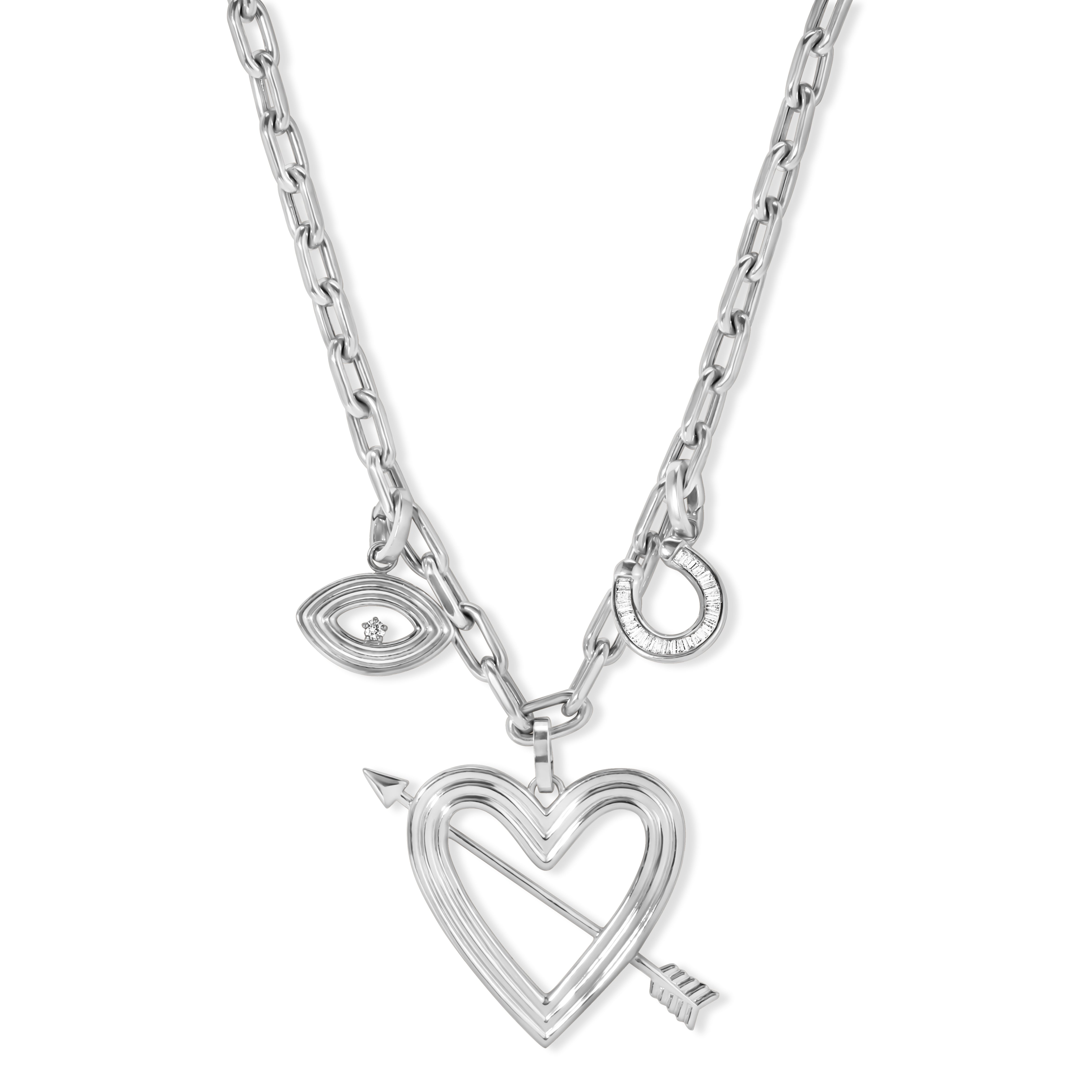 Lucky in Love Luxe Charm Necklace in Sterling Silver