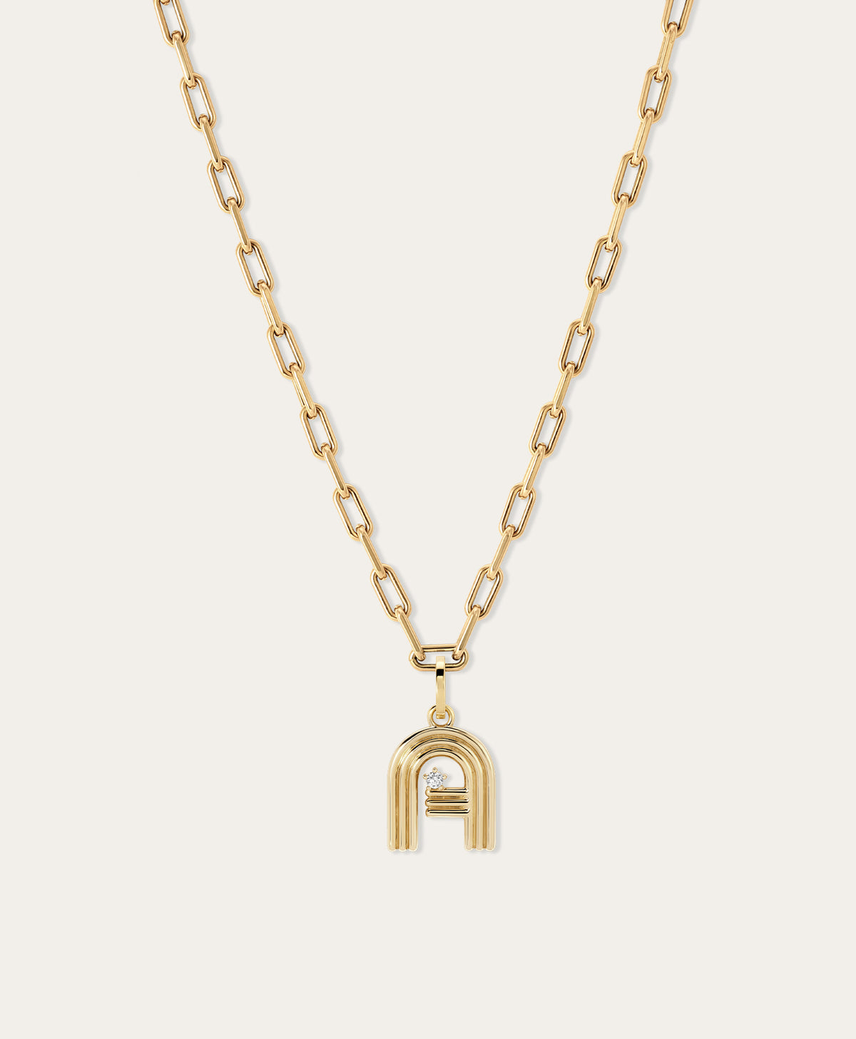 4mm Groovy Italian Chain Initial Necklace