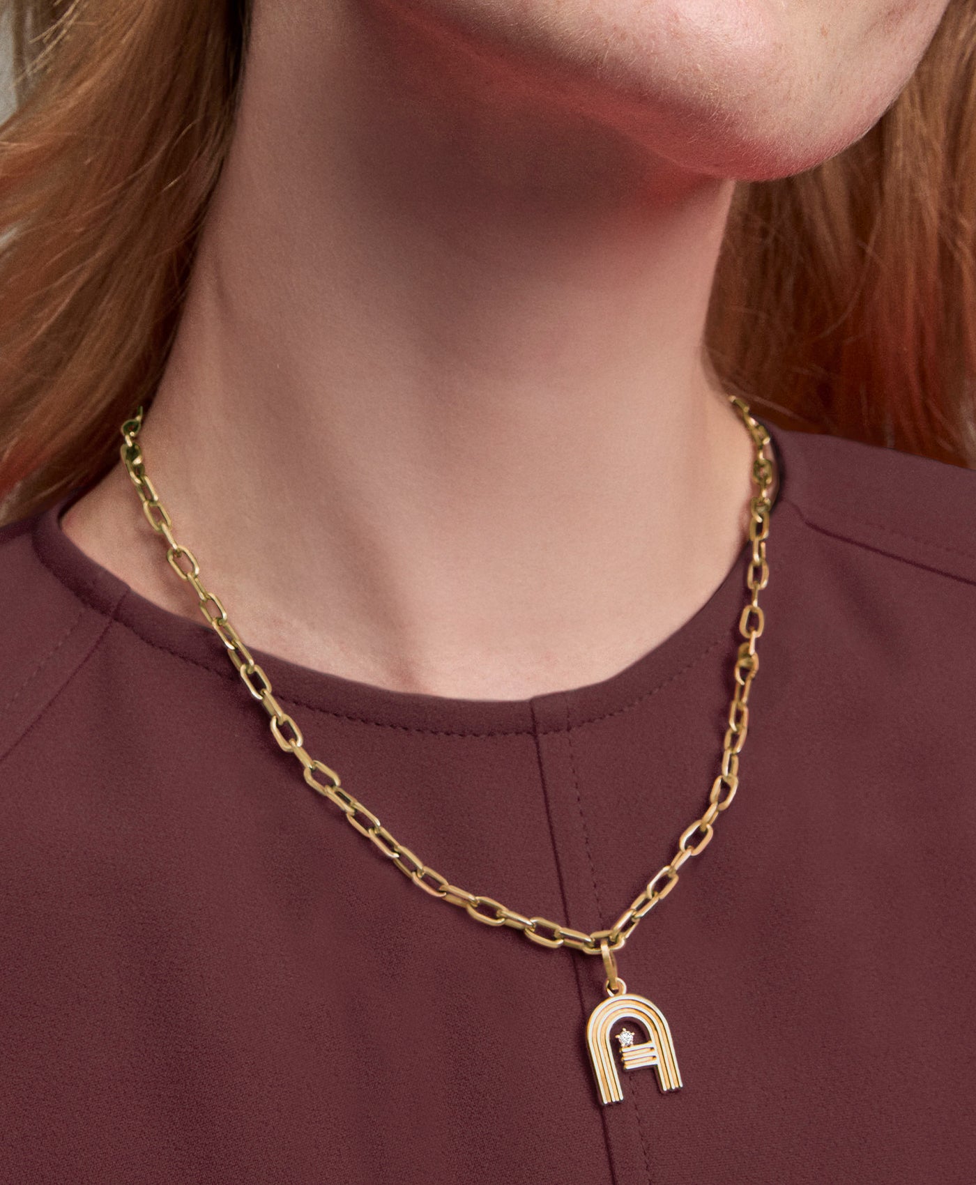 4mm Groovy Italian Chain Initial Necklace