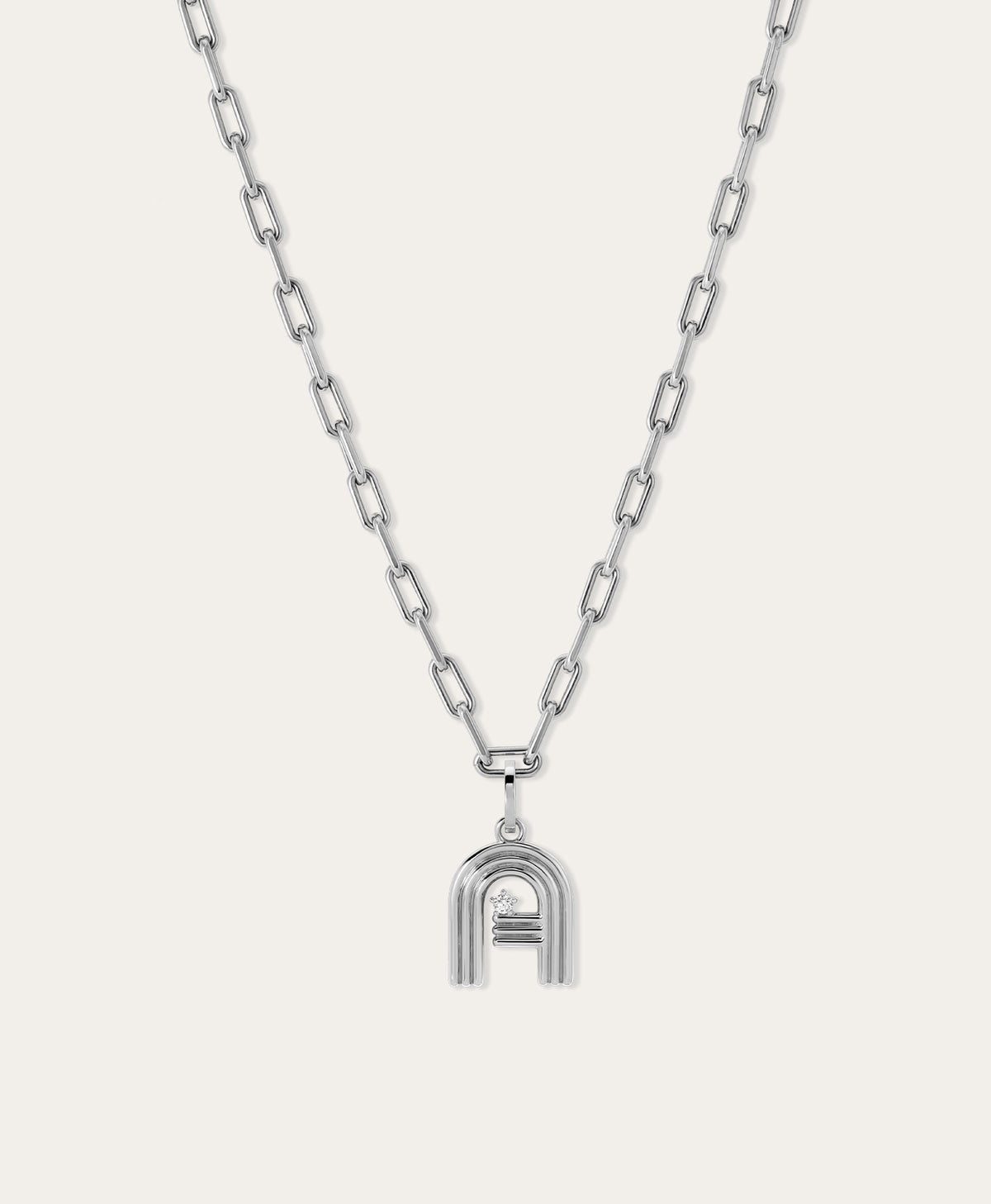 4mm Groovy Italian Chain Initial Necklace in Sterling Silver