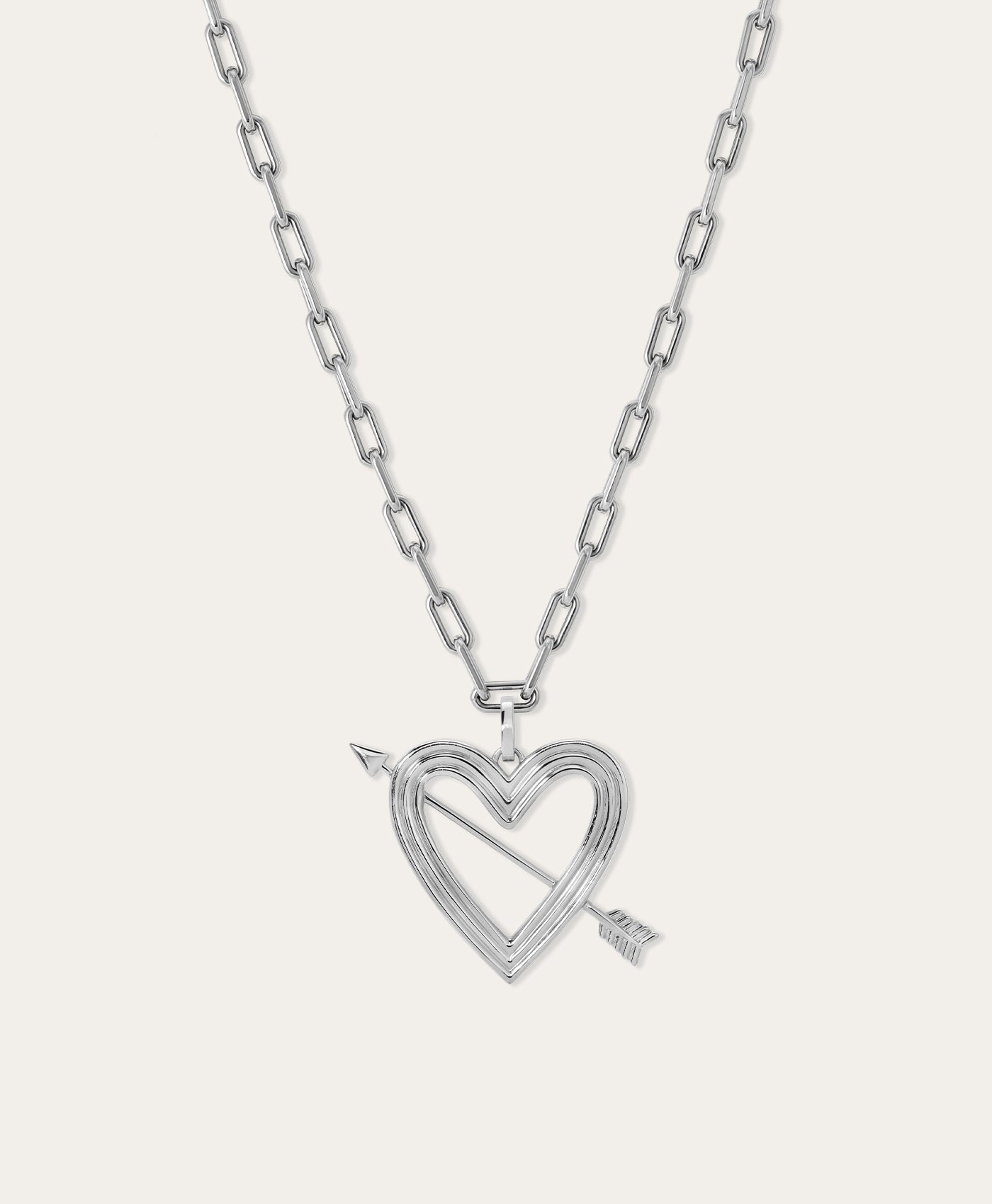 Groovy XL Heart + Arrow Hinged Charm in Sterling Silver