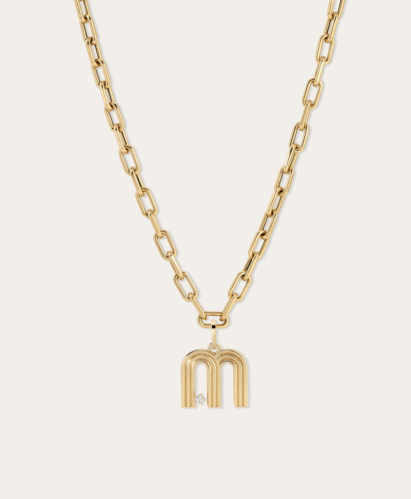 5.3mm Groovy Italian Chain Initial Necklace
