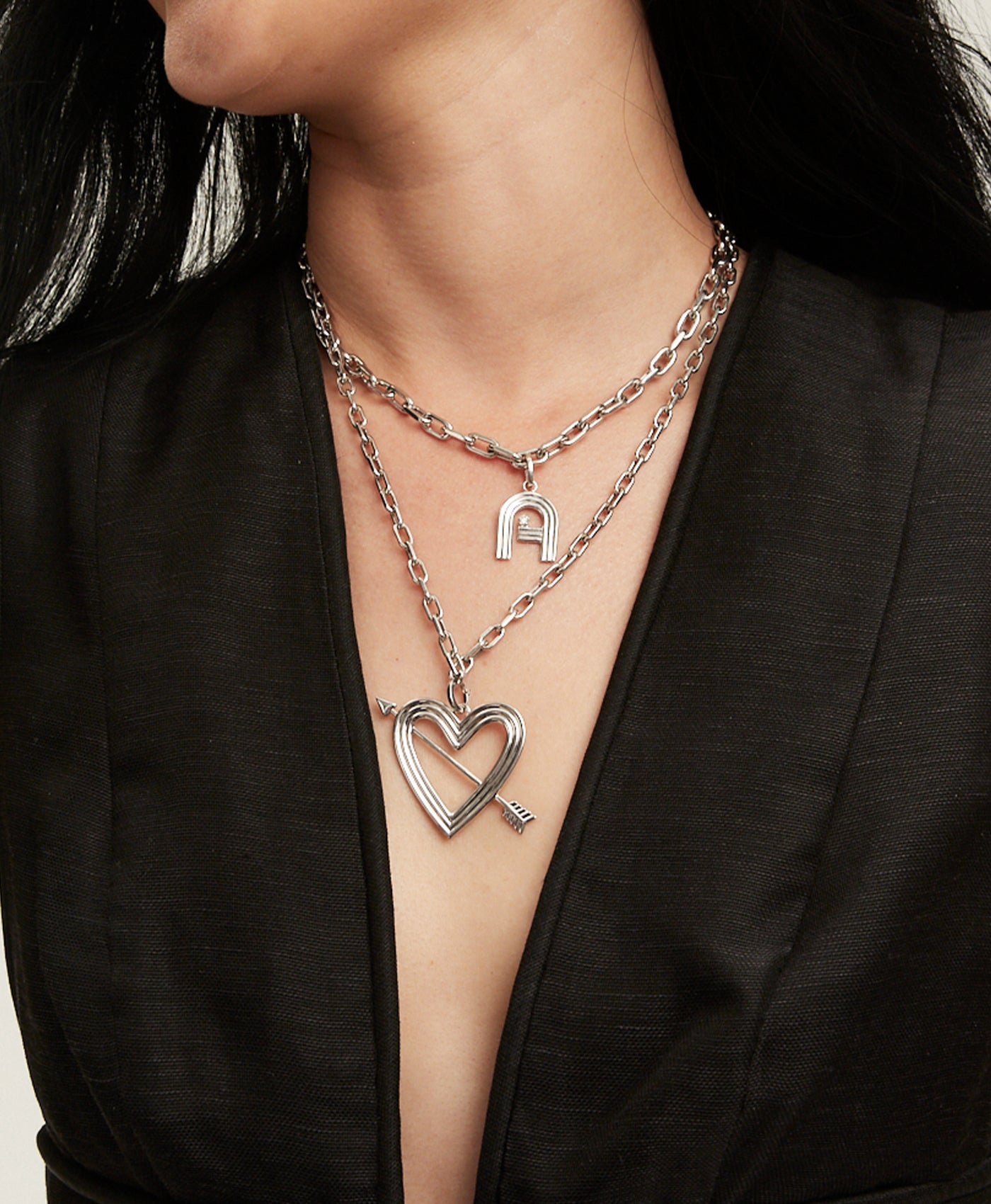 5.3mm Groovy Italian Chain Initial Necklace in Sterling Silver