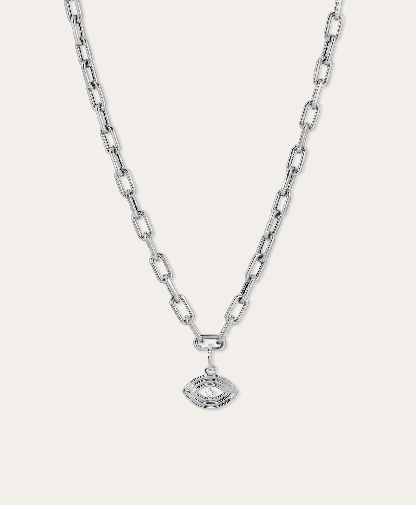 Groovy Diamond Evil Eye Hinged Charm in Sterling Silver