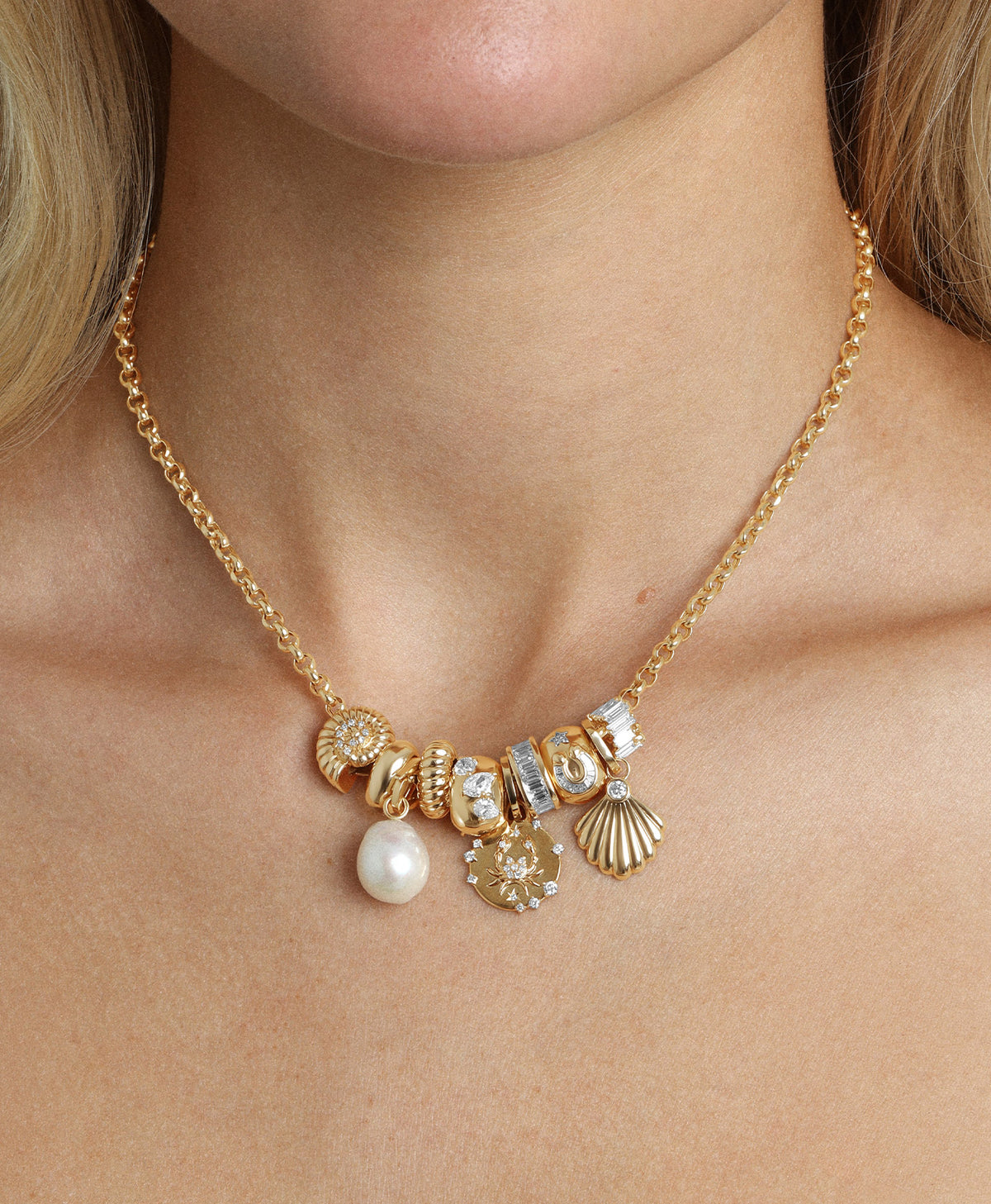 She Sells Seashells Diamond Charm Necklace