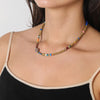 One of a Kind Full Enamel Bead Party with Garnet Big Bead Necklace