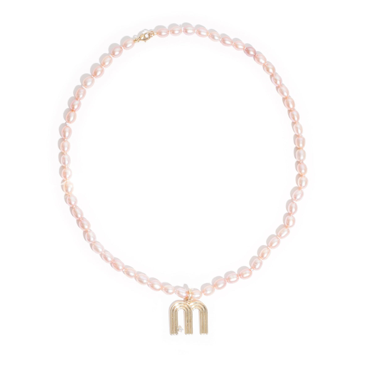 Chunky Pink Seed Pearl Initial Necklace