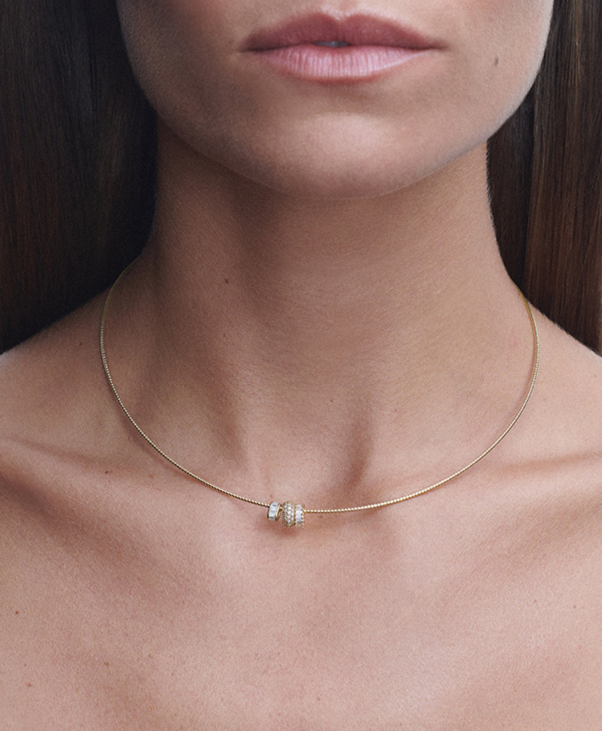 Diamond Trio Mini Bead Collar Necklace