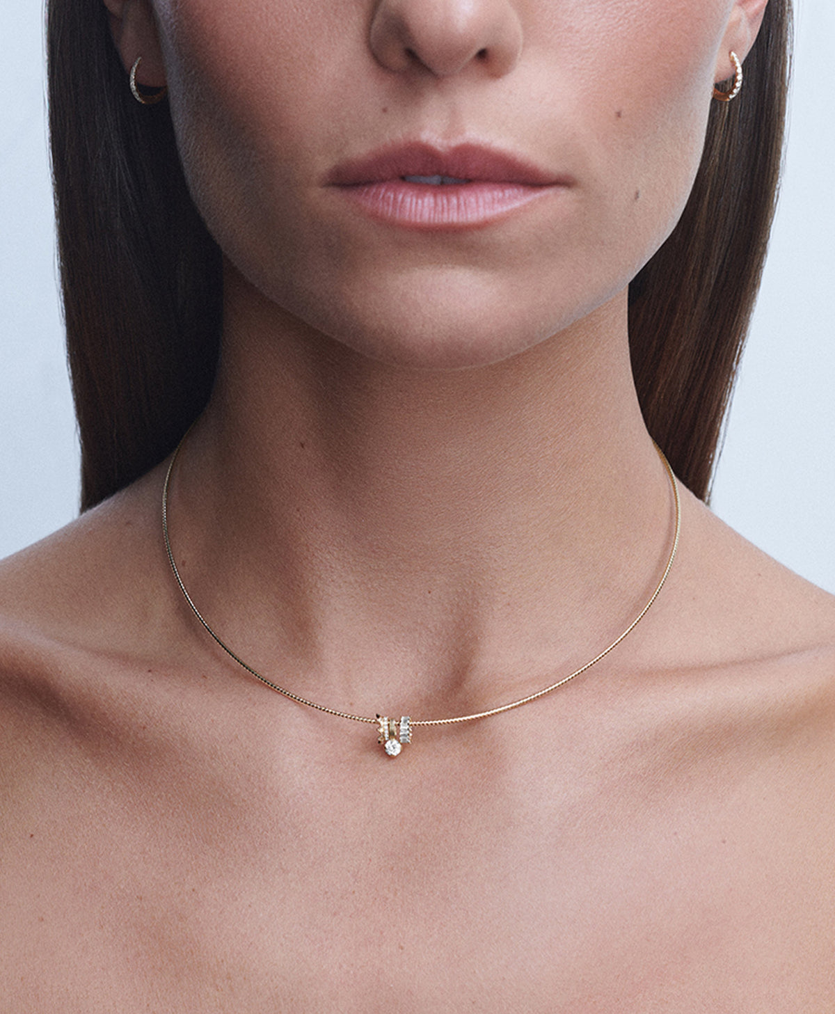 Royal Diamond Trio Mini Bead Collar Necklace