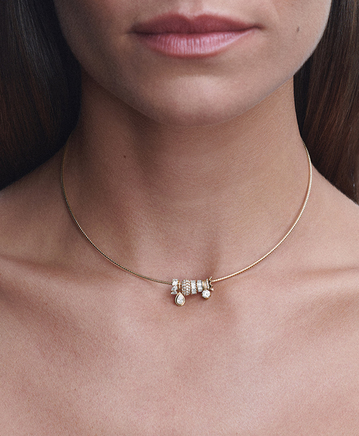 Fat Stack Mini Charm Collar Necklace