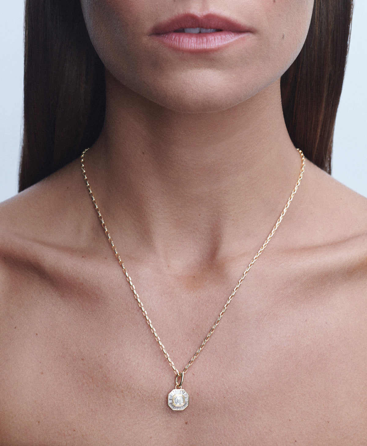 Deco Diamond Charm Necklace