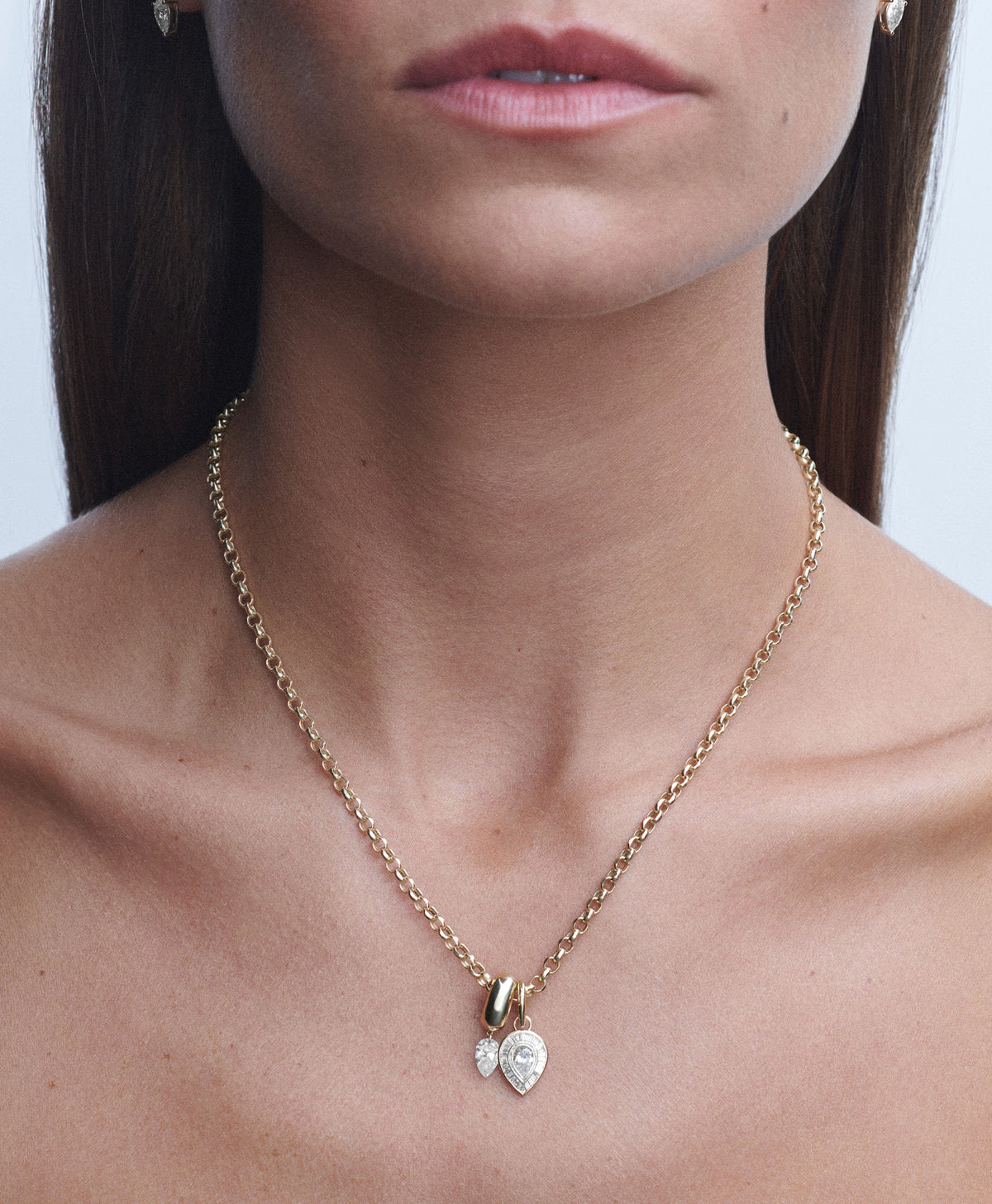 Deco Diamond Pear Hinged Charm
