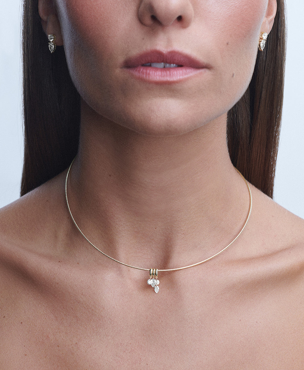 Twinkle Diamond Trio  Mini Bead Collar Necklace