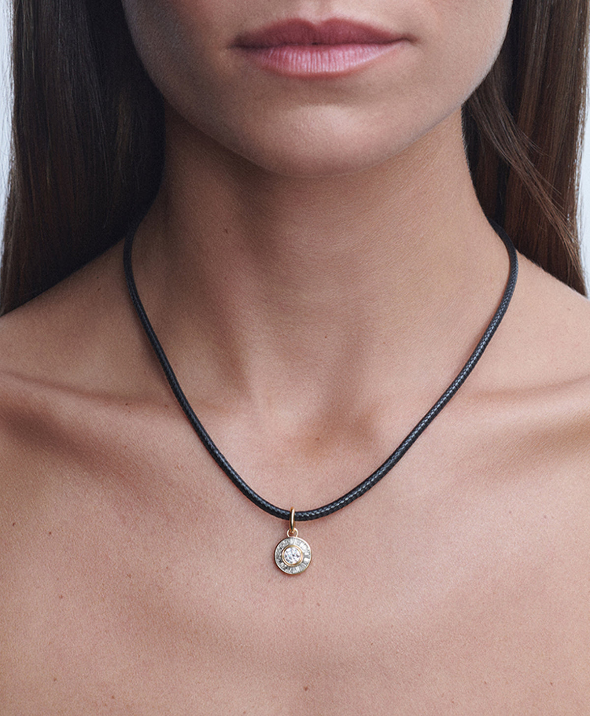 Deco Diamond Charm Cord Necklace