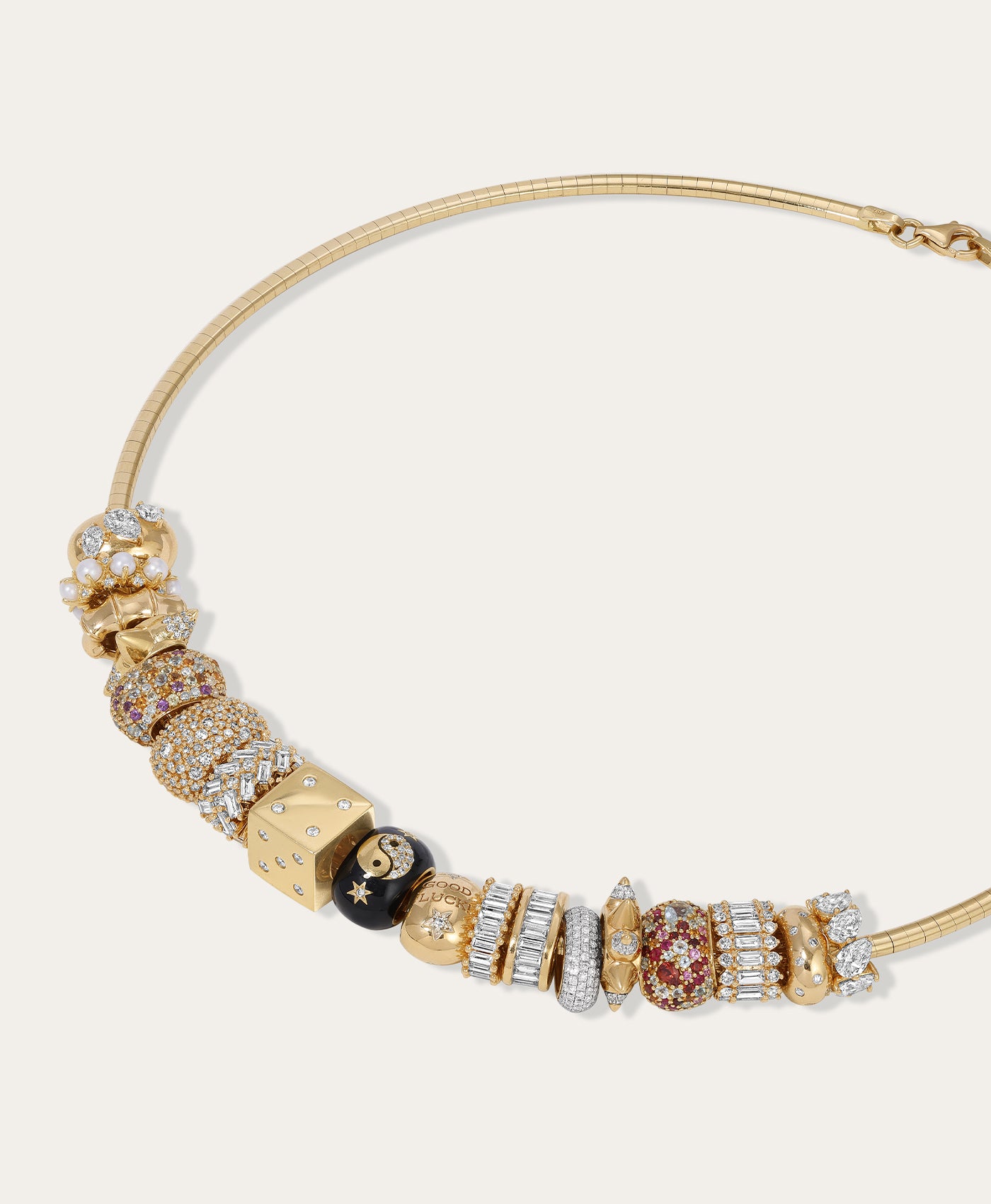 Adina Omega Diamond Big Bead Necklace