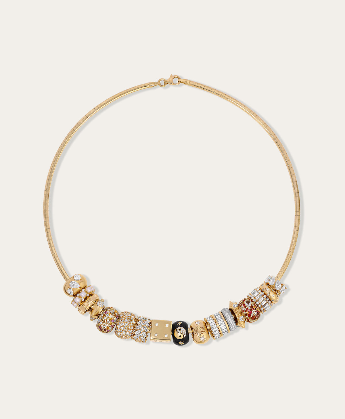 Adina Omega Diamond Big Bead Necklace