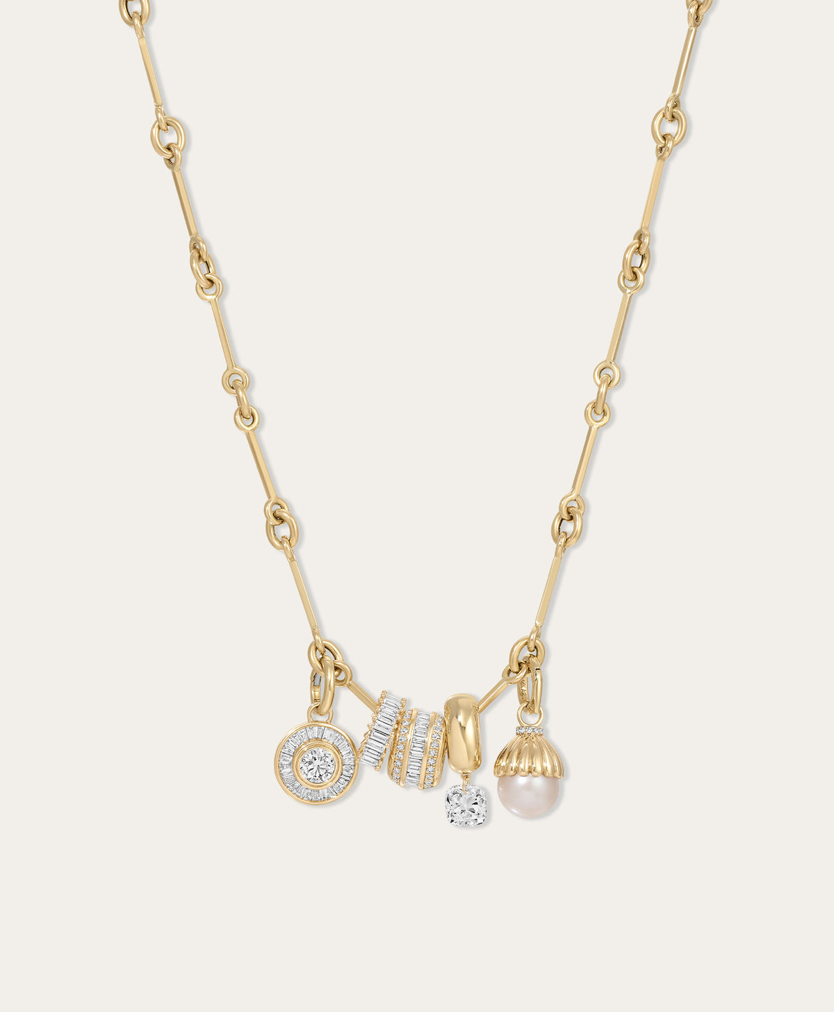 All Dressed Up Pearl + Diamond Charm Necklace