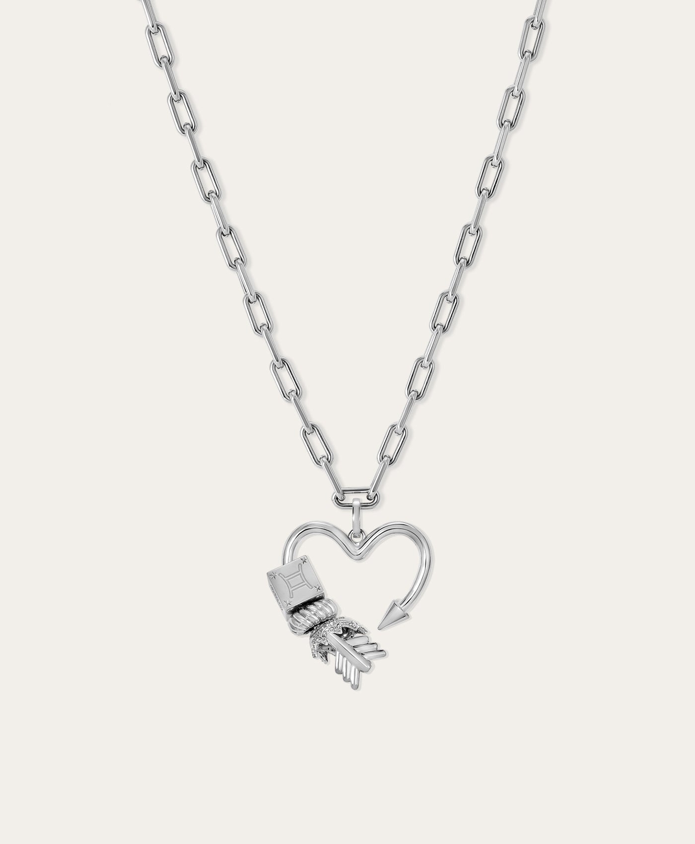 Arrow Heart Hinged Charm in Sterling Silver for Big Beads