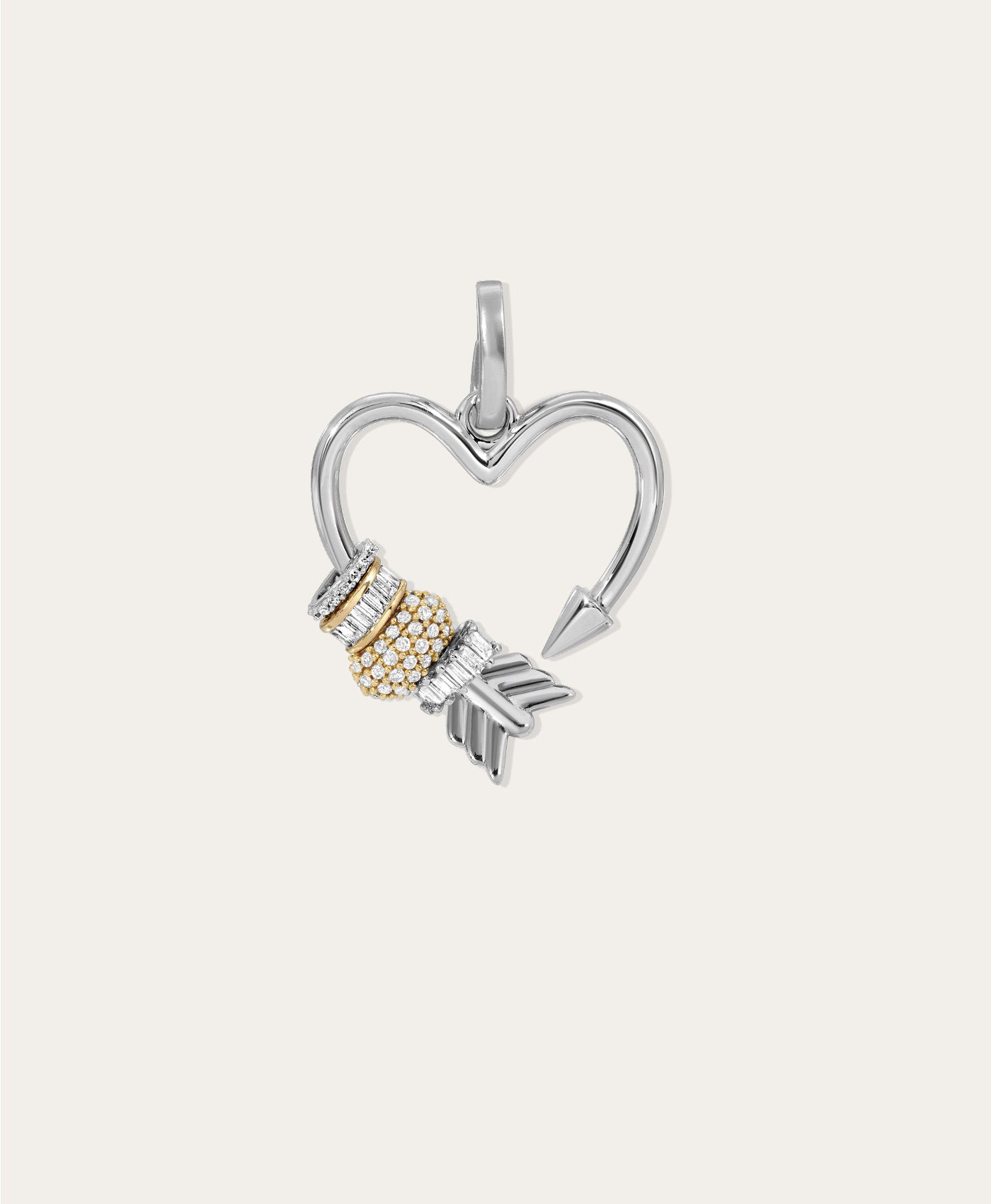Arrow Heart Hinged Charm for Mini Beads in Sterling Silver