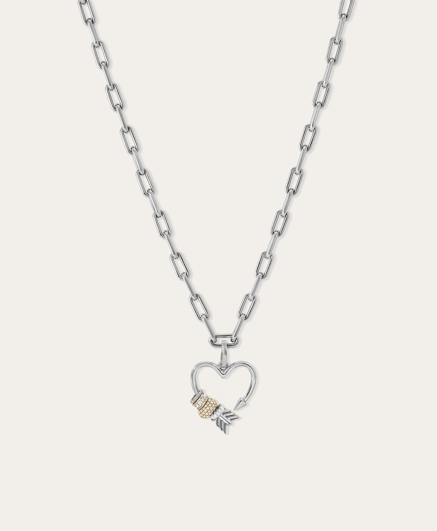 Arrow Heart Hinged Charm for Mini Beads in Sterling Silver