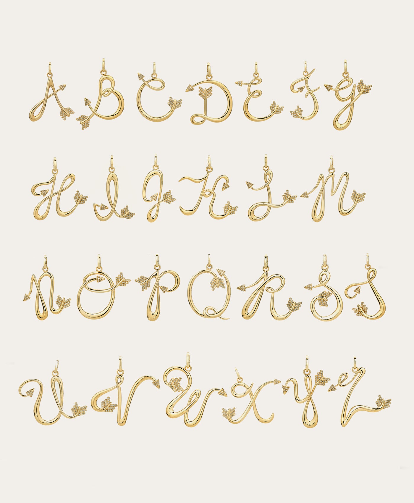 Diamond Arrow Initial Hinged Charm