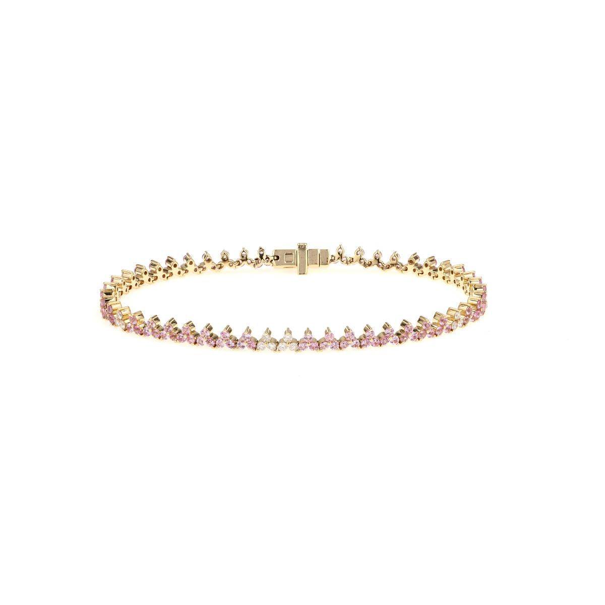 Pink Sapphire + Diamond Cluster Tennis Bracelet