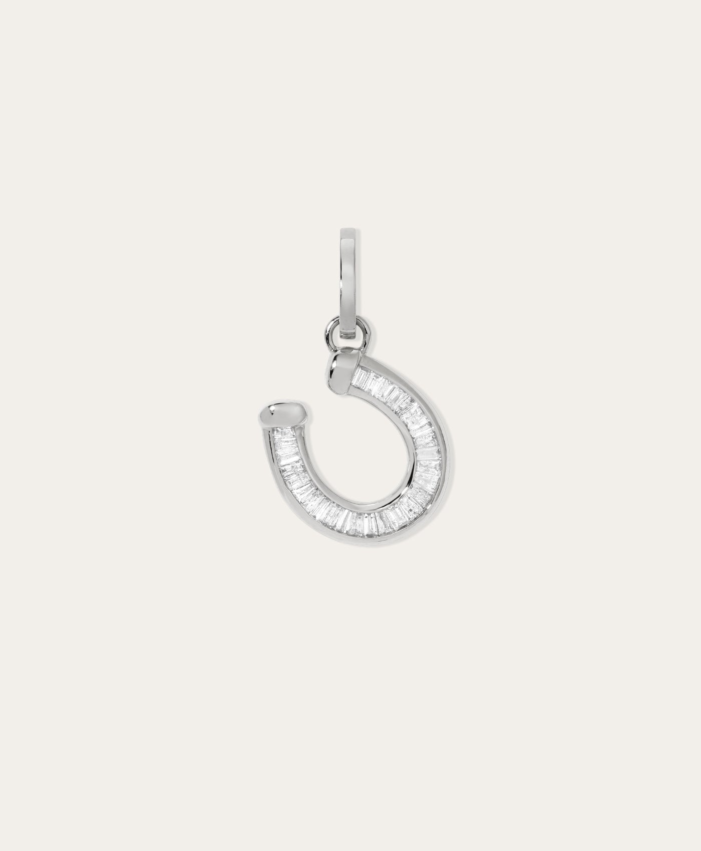 Baguette Horseshoe Hinged Charm in Sterling Silver