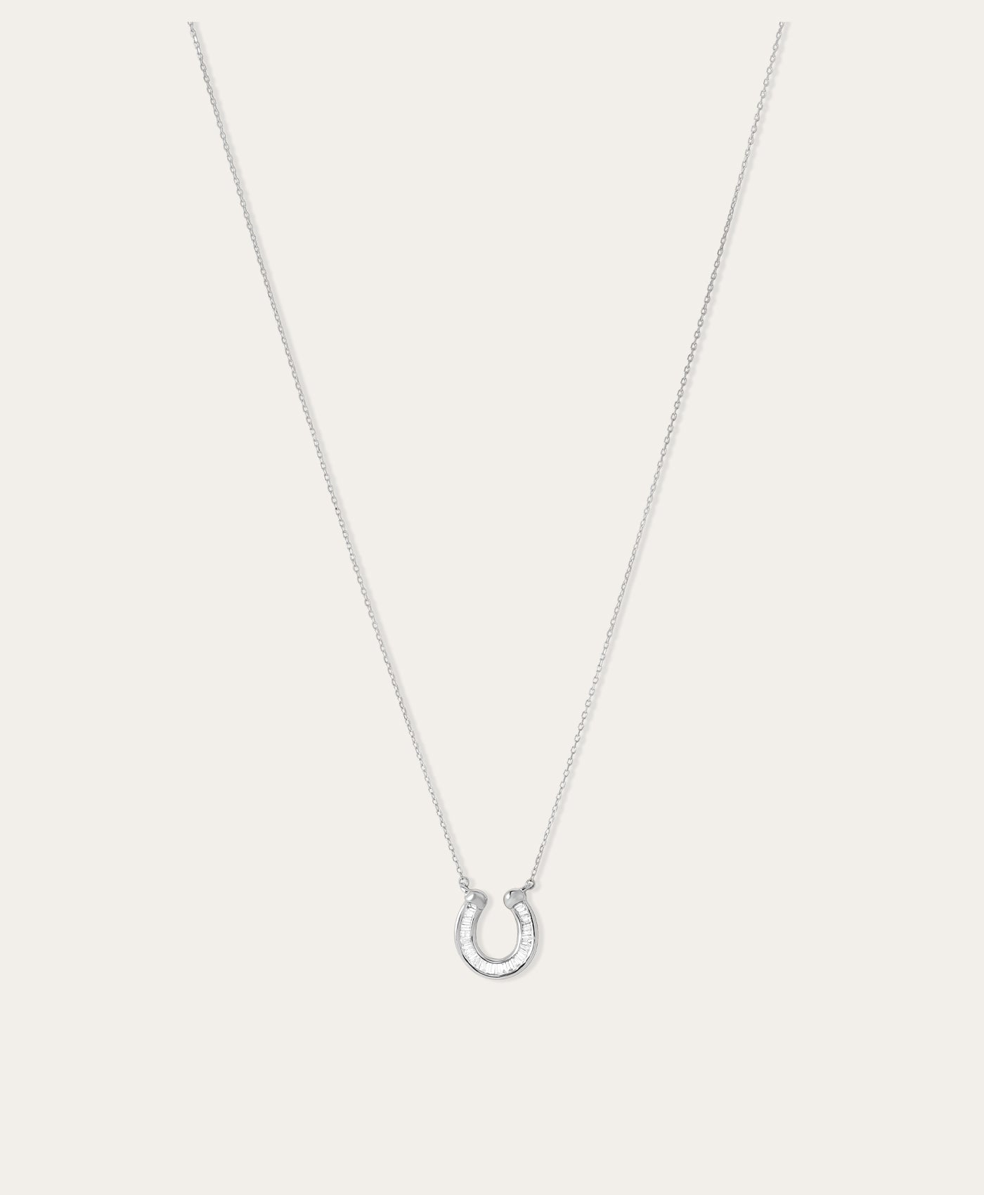 Baguette Horseshoe Necklace in Sterling Silver