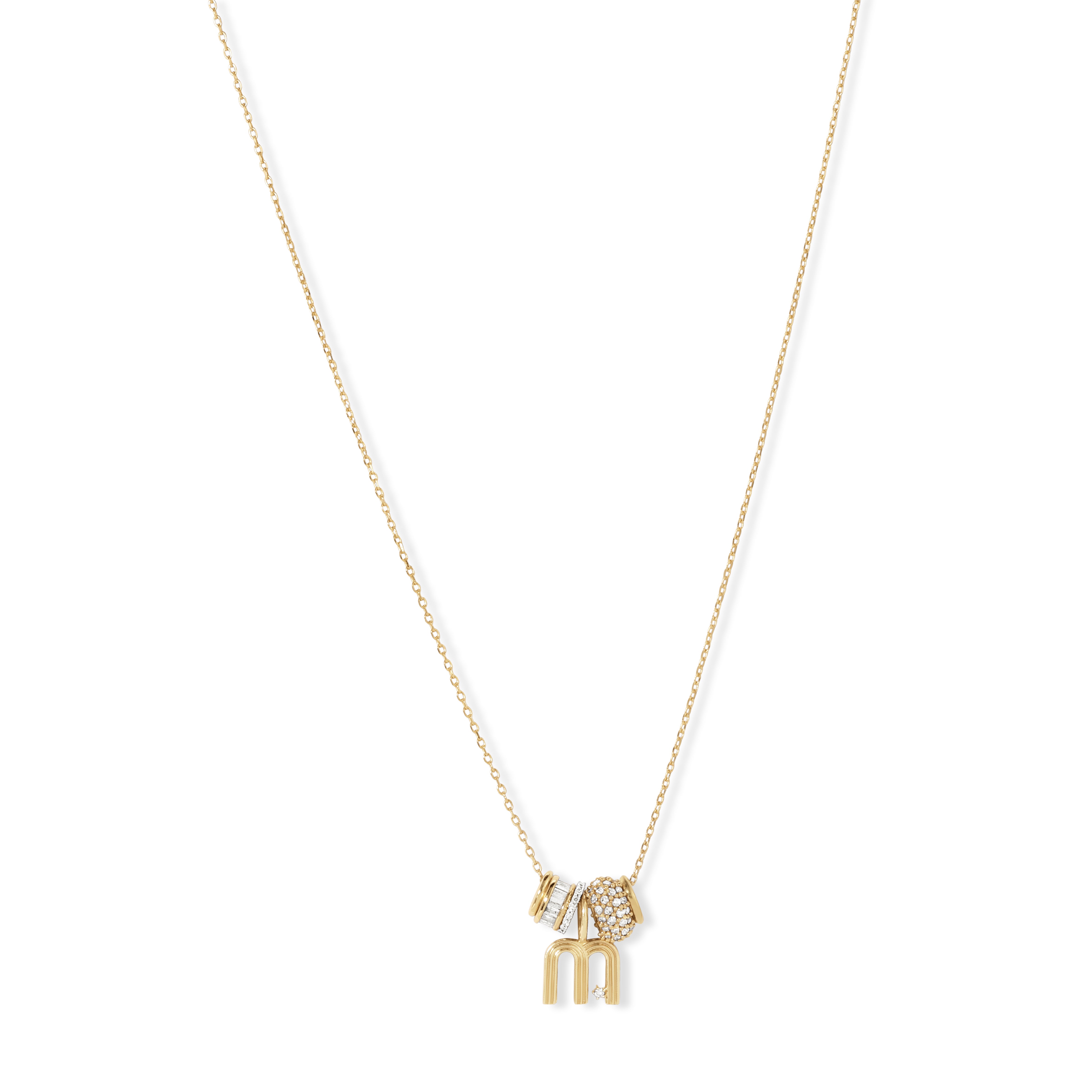 Kaia Groovy Initial Mini Charm Luxe Mini Bead Necklace