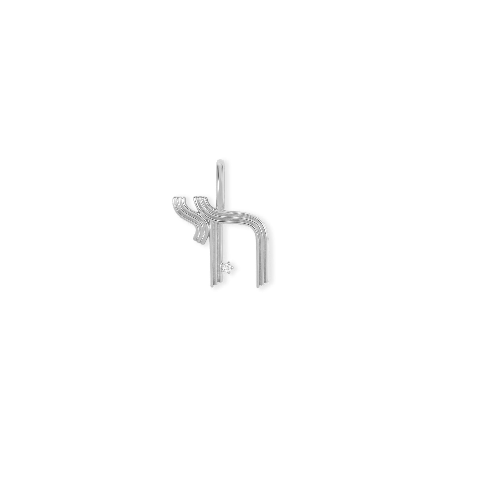 Groovy Diamond Chai Mini Charm in Sterling Silver