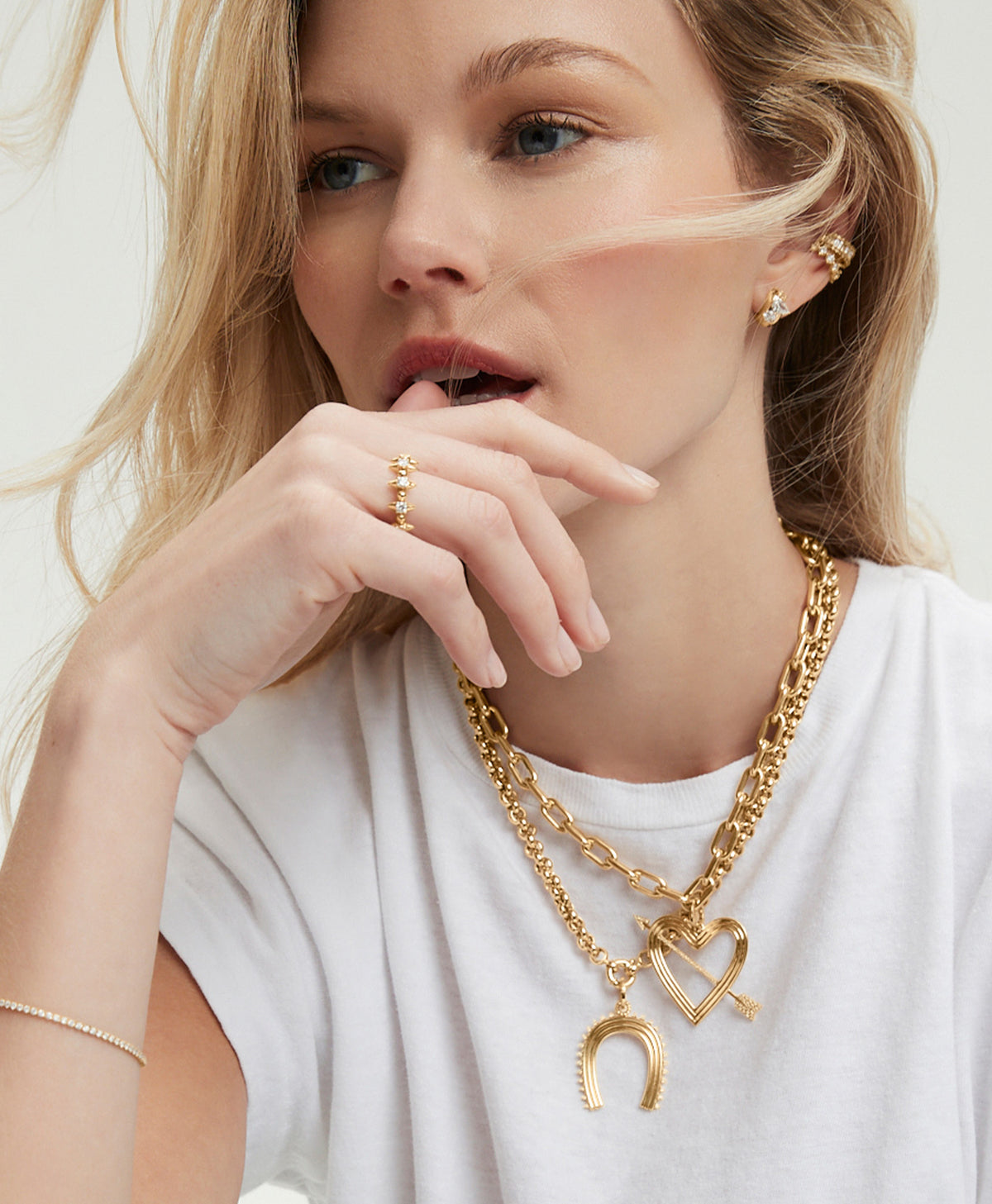 Groovy Diamond XL Horseshoe Charm Necklace