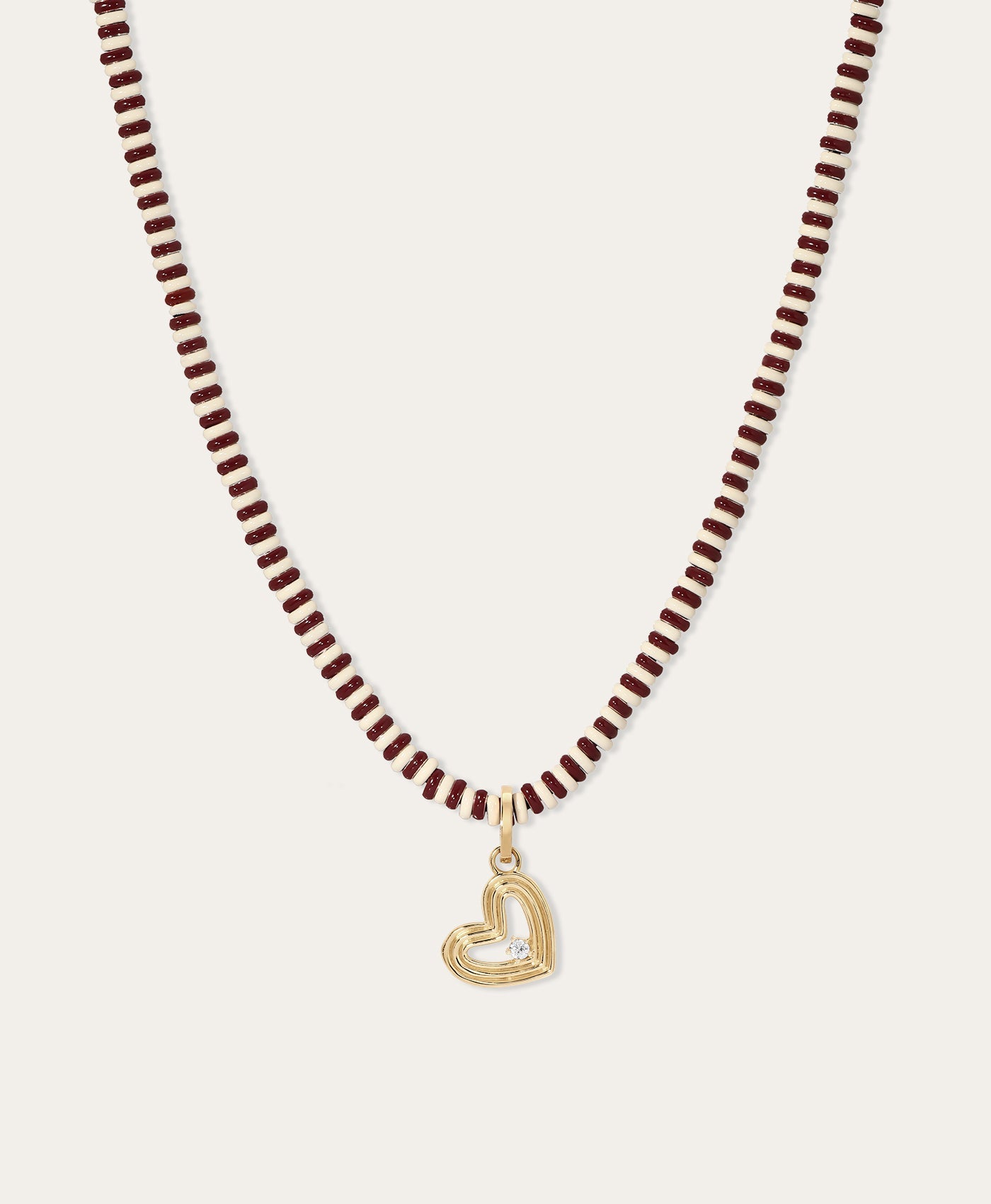 Cherry Soda Stripes Groovy Heart Full Enamel Mini Bead Necklace