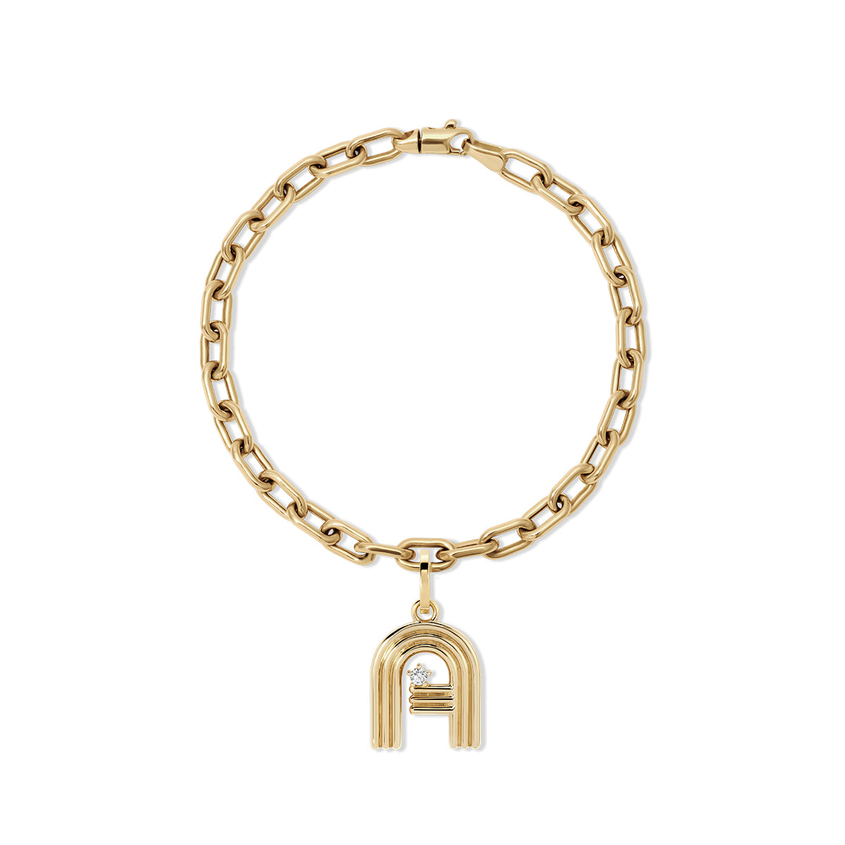 Groovy Diamond Initial Charm Bracelet on 4mm Italian Chain