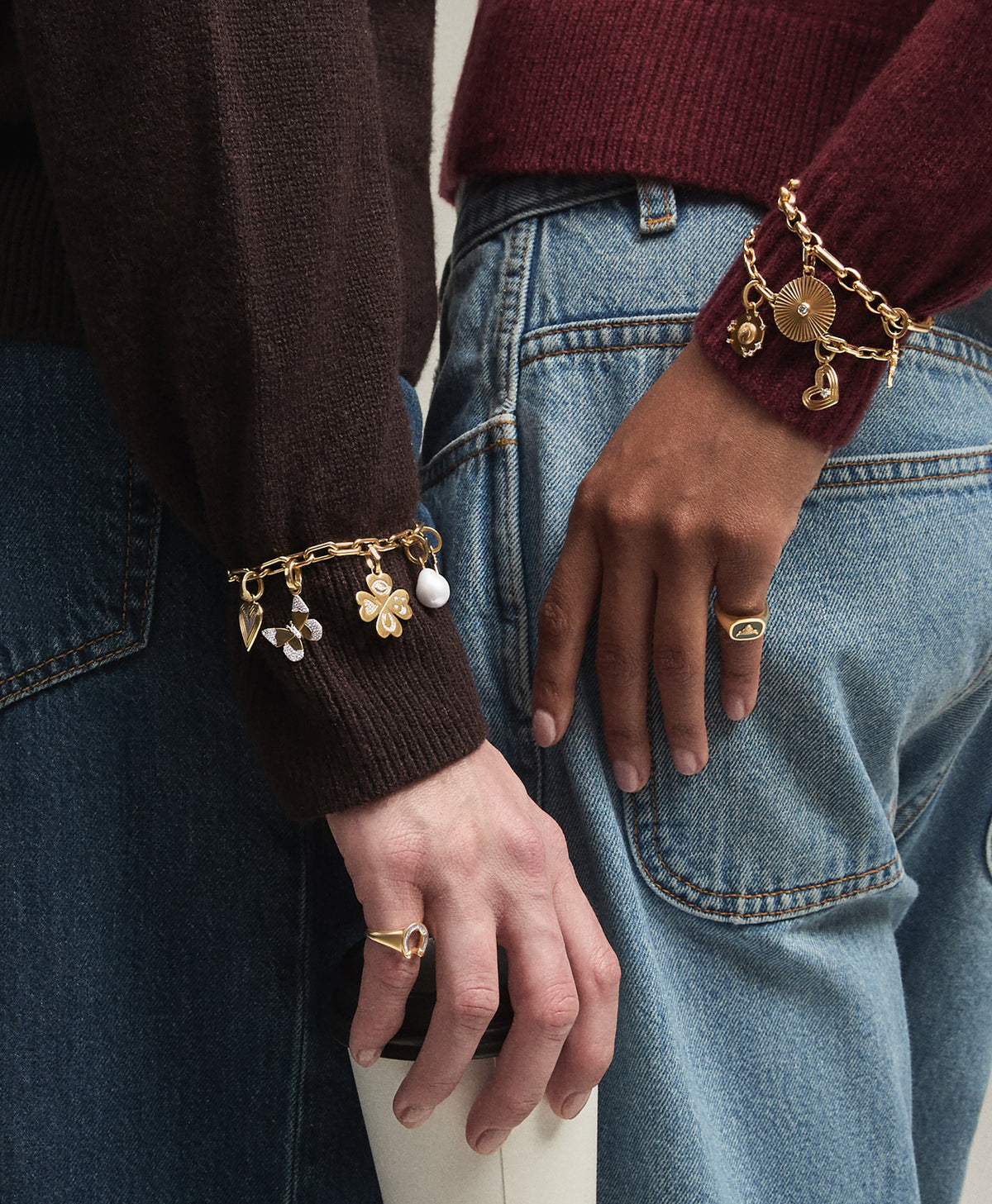 Choose Your Talisman Charm Bracelet on Mixed Rolo Cable Chain