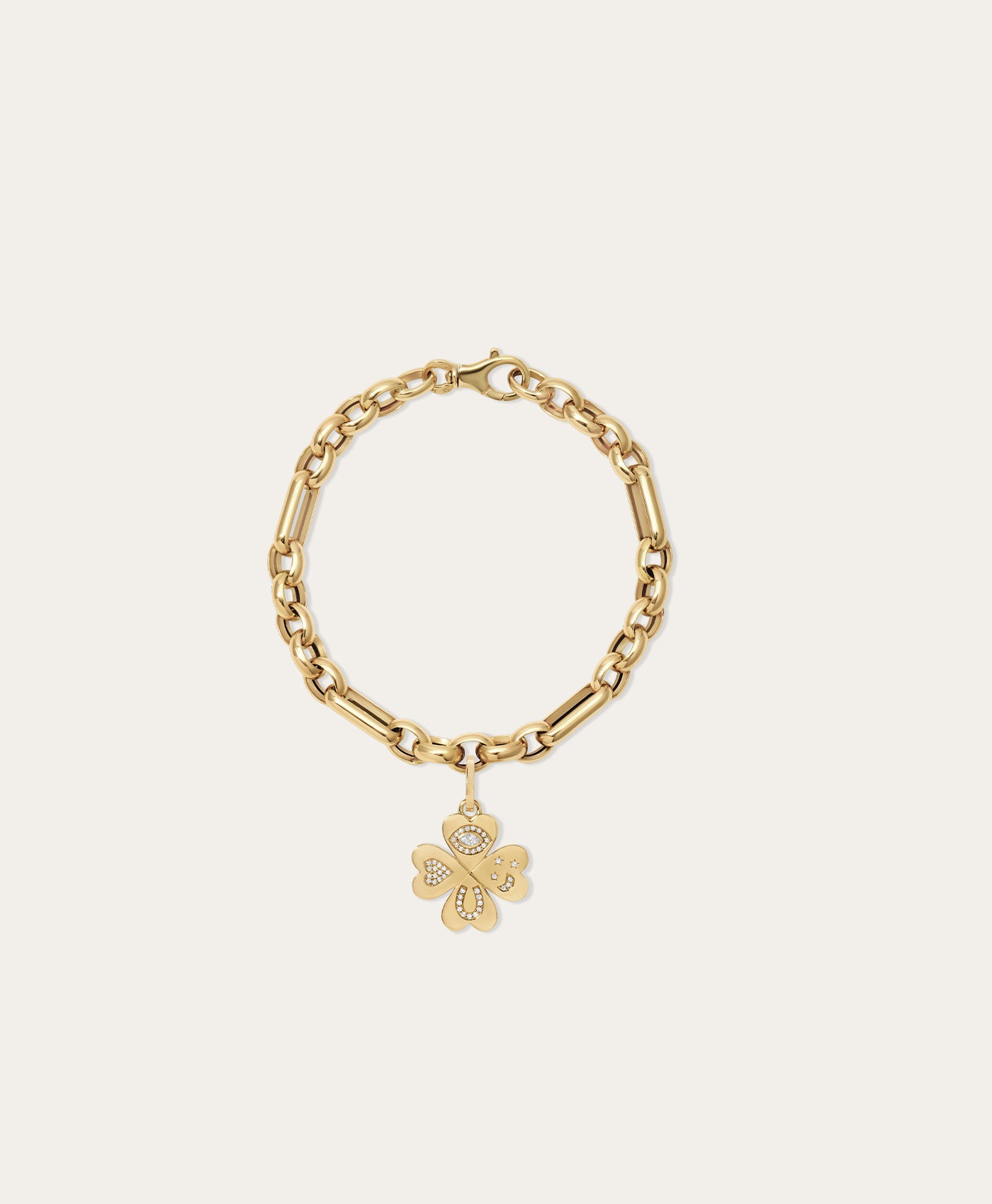 Choose Your Talisman Charm Bracelet on Mixed Rolo Cable Chain