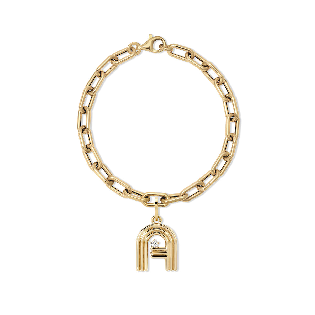 Groovy Diamond Initial Charm Bracelet on 5.3mm Italian Chain