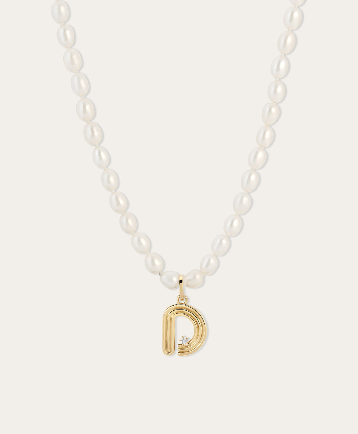 Chunky Seed Pearl Initial Necklace
