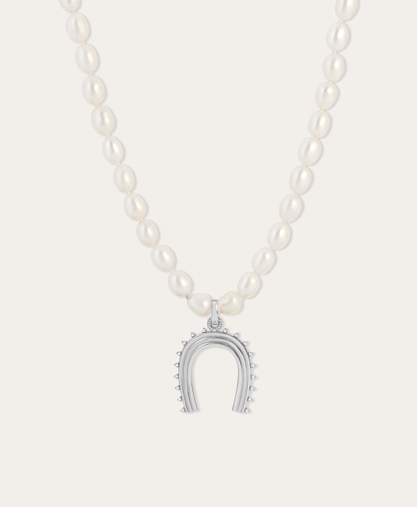 Groovy XL Diamond Horseshoe Hinged Charm in Sterling Silver