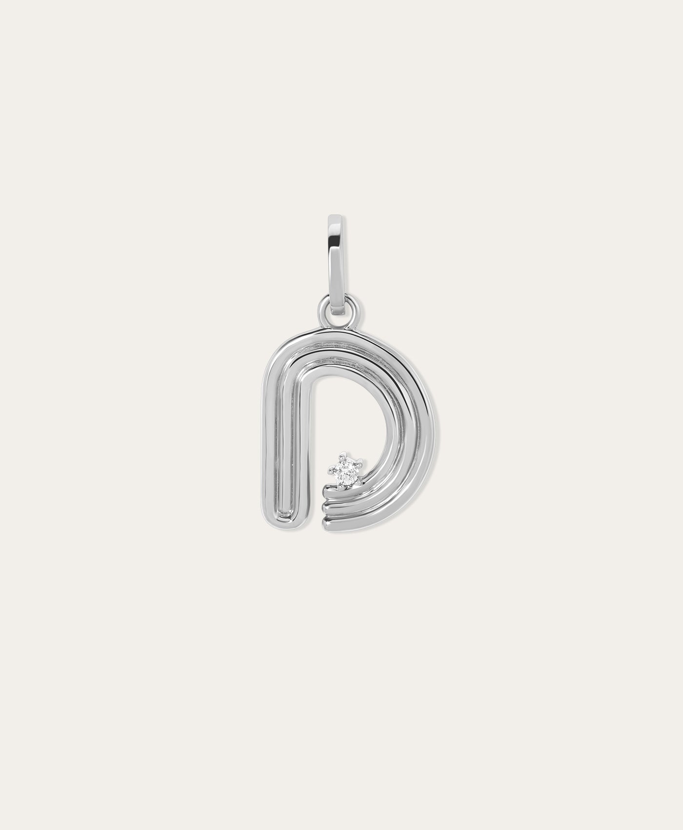 Groovy Diamond Initial Hinged Charm in Sterling Silver