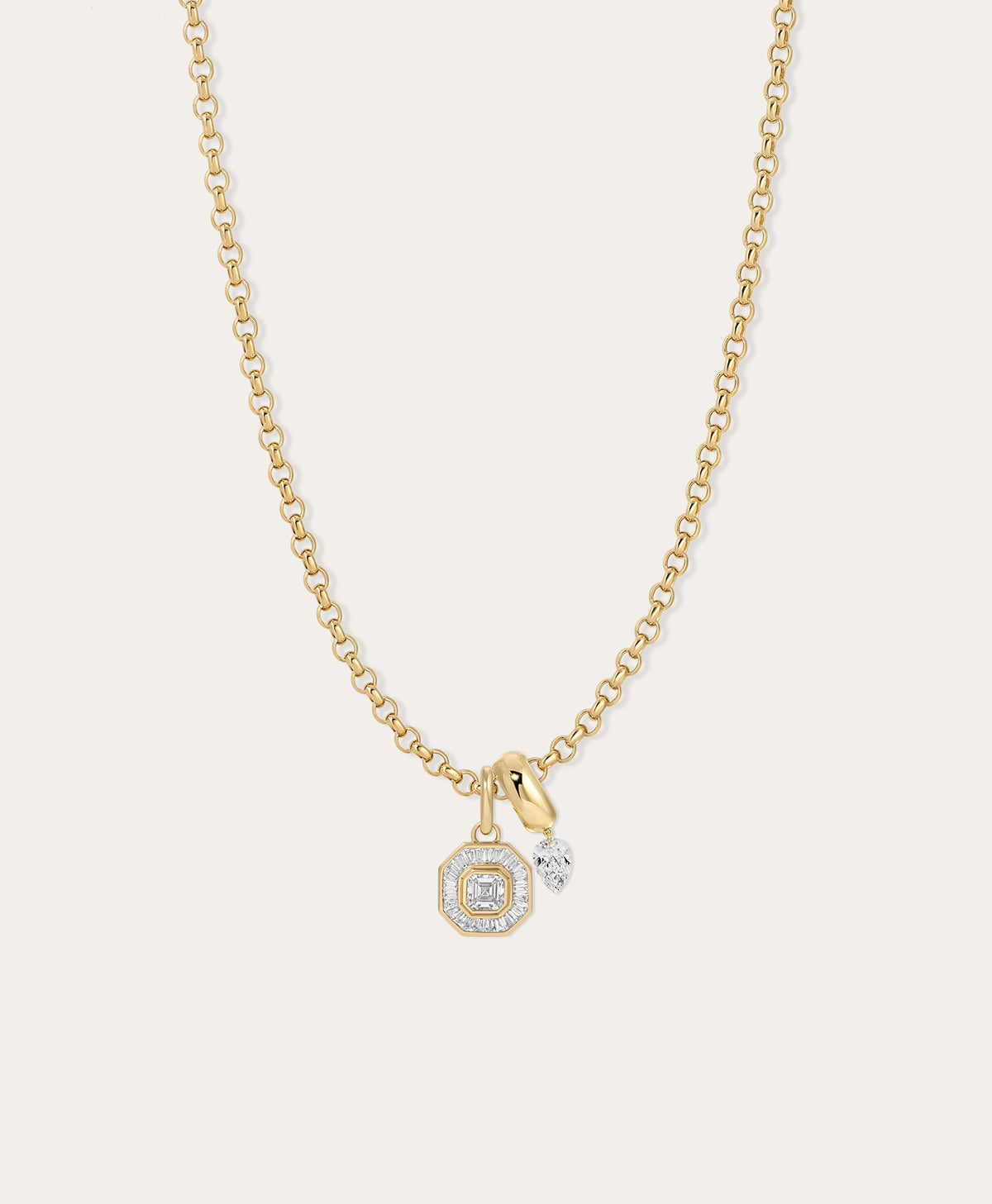 Deco Diamond Drop Charm Necklace