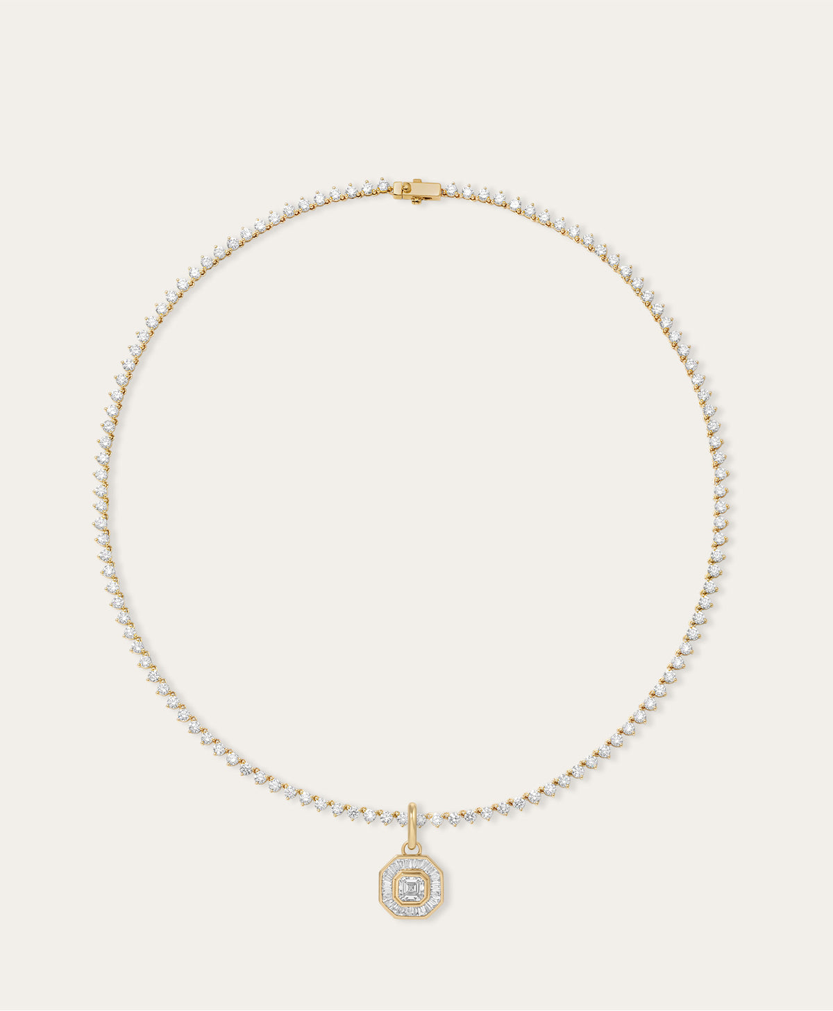 Deco Diamond Charm Tennis Necklace