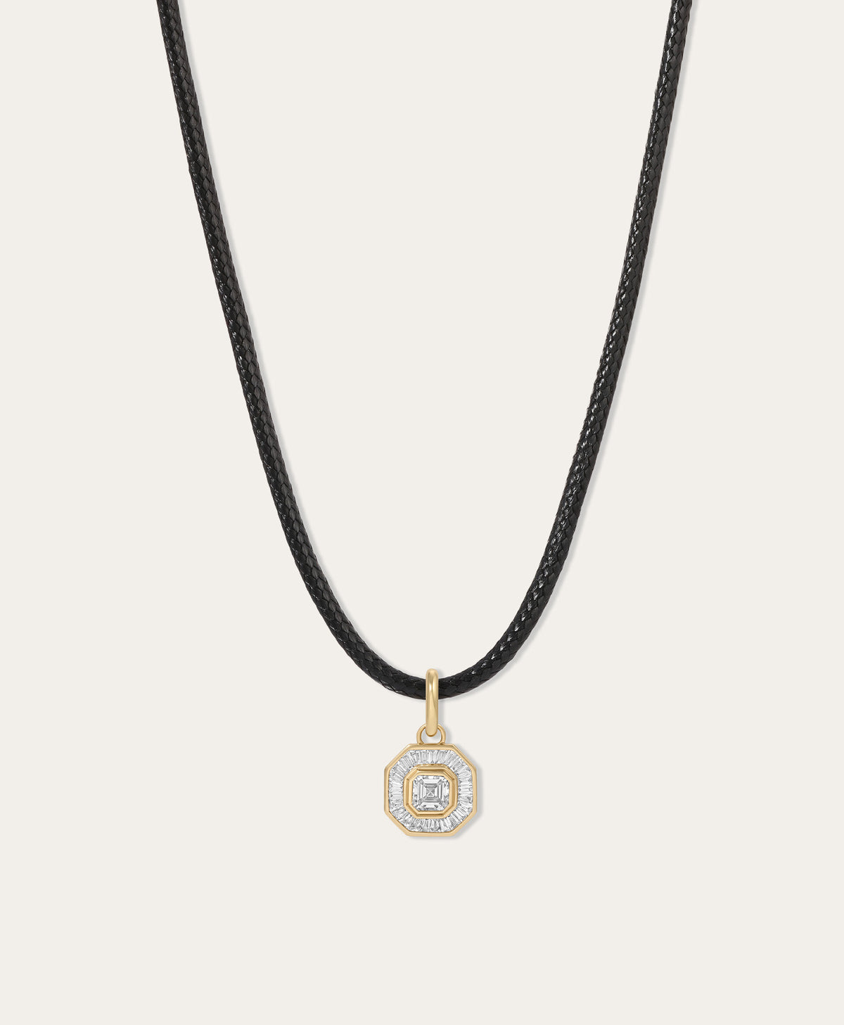 Deco Diamond Charm Cord Necklace