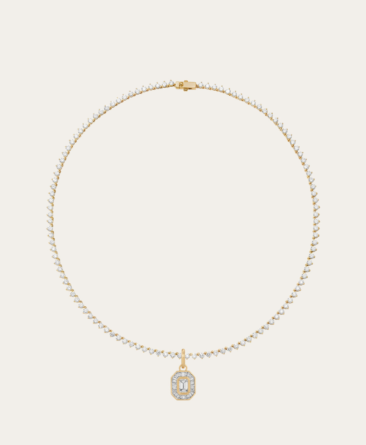 Deco Diamond Charm Tennis Necklace