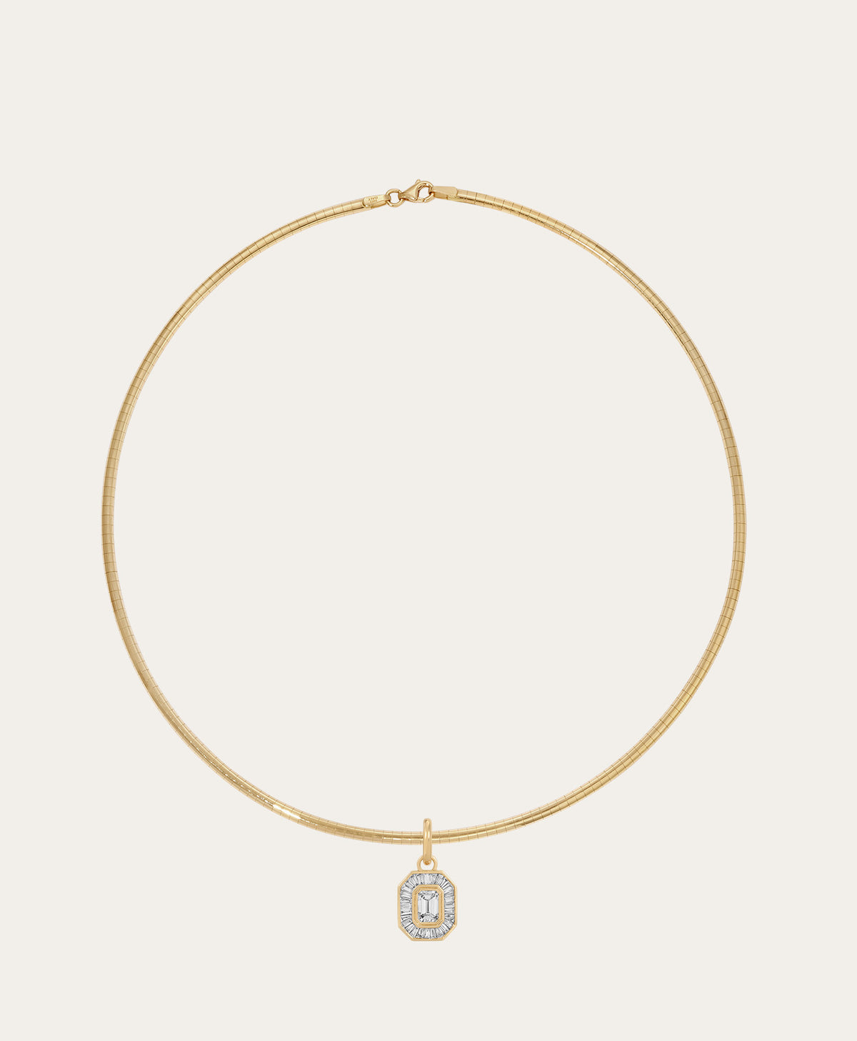 Deco Diamond Charm Omega Necklace