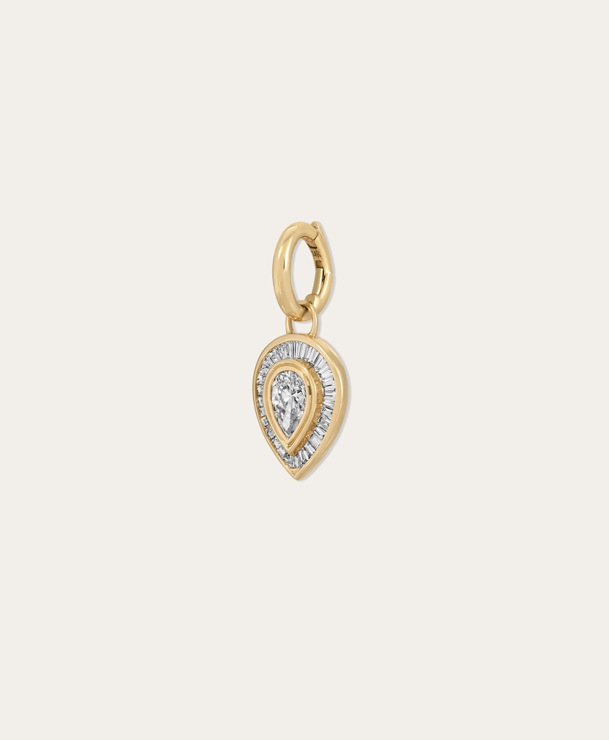 Deco Diamond Pear Hinged Charm