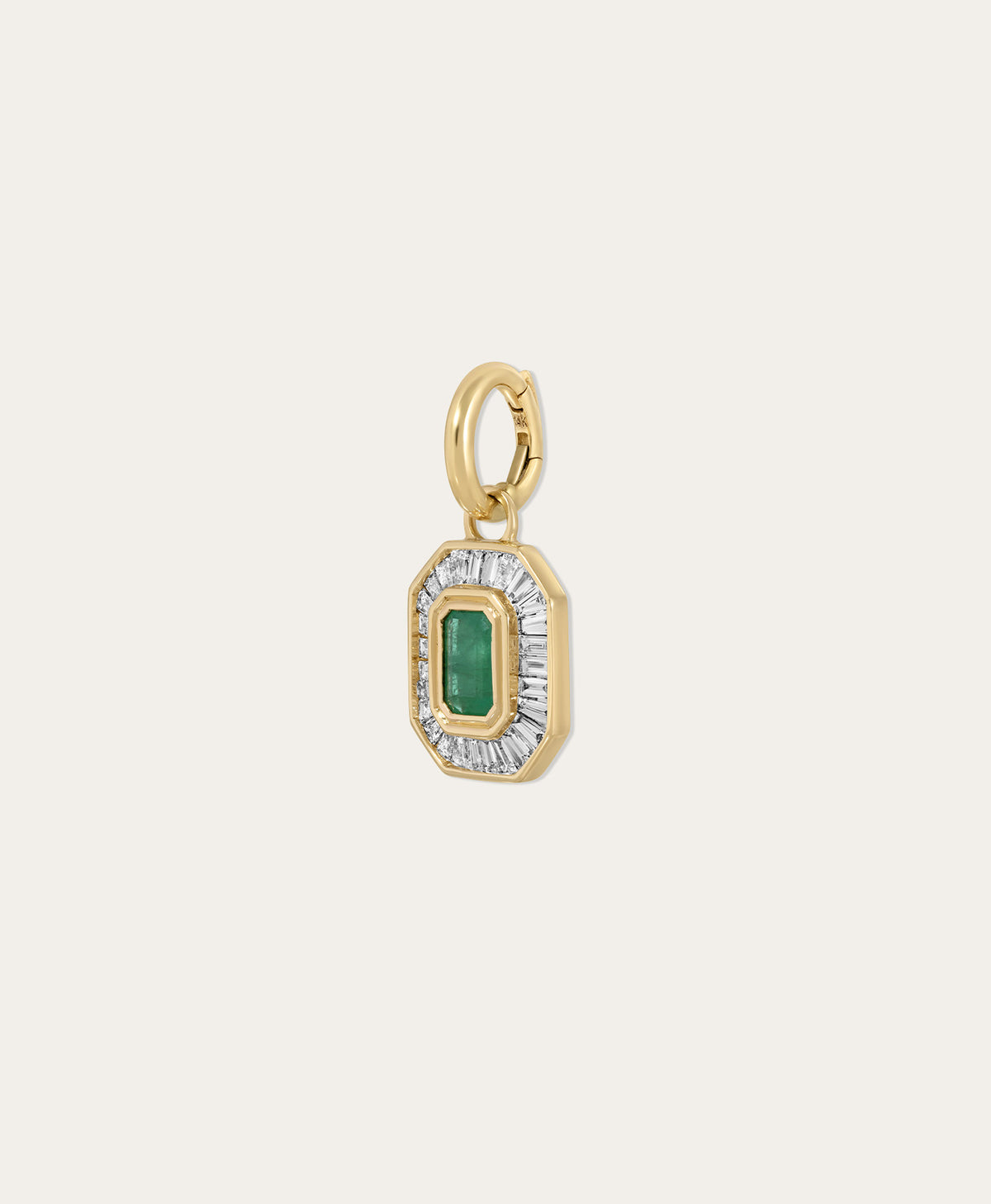 Deco Diamond + Emerald Gemstone Hinged Charm