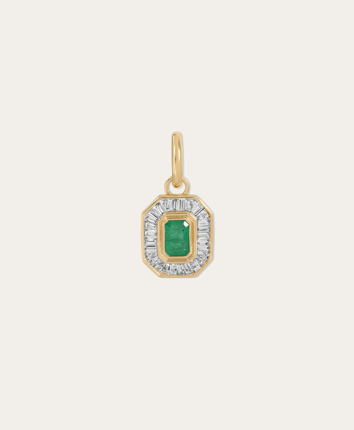 Deco Diamond + Emerald Gemstone Hinged Charm