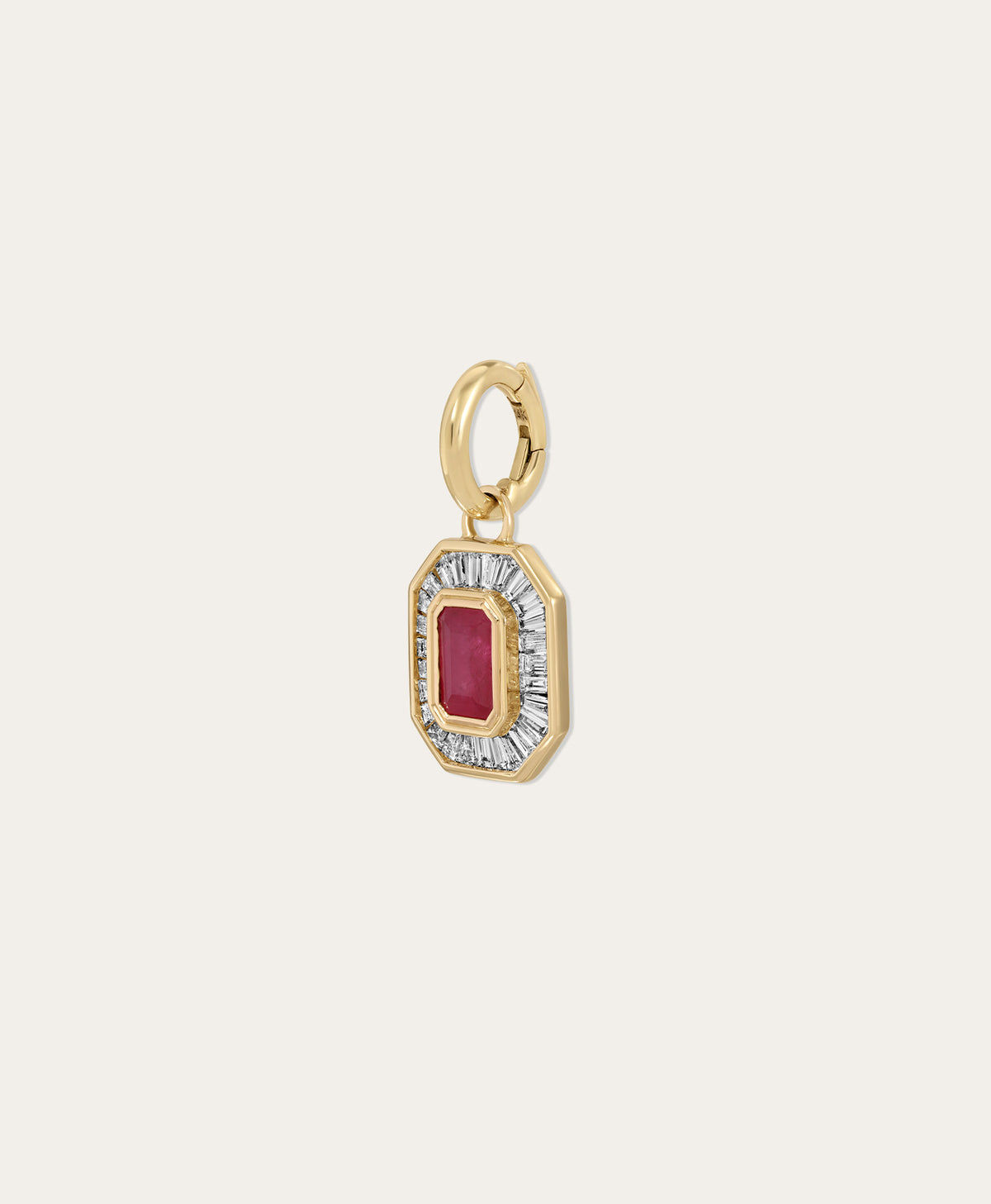 Deco Diamond + Ruby Hinged Charm