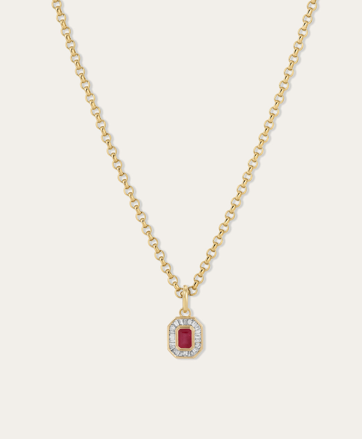 Deco Diamond + Ruby Hinged Charm
